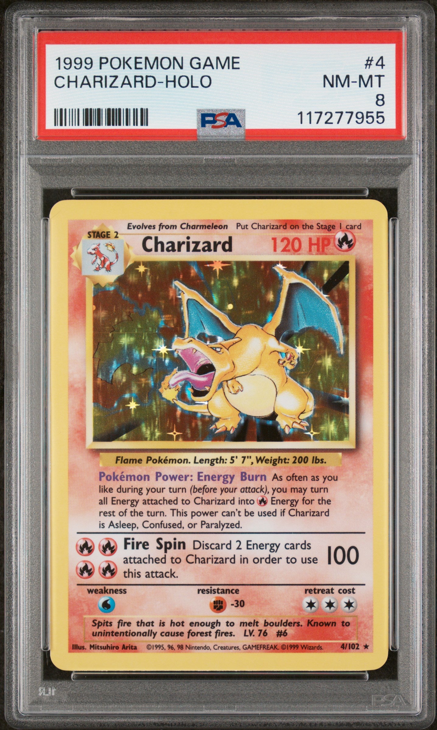 1999 Pokemon Game #4/102 Charizard PSA 8