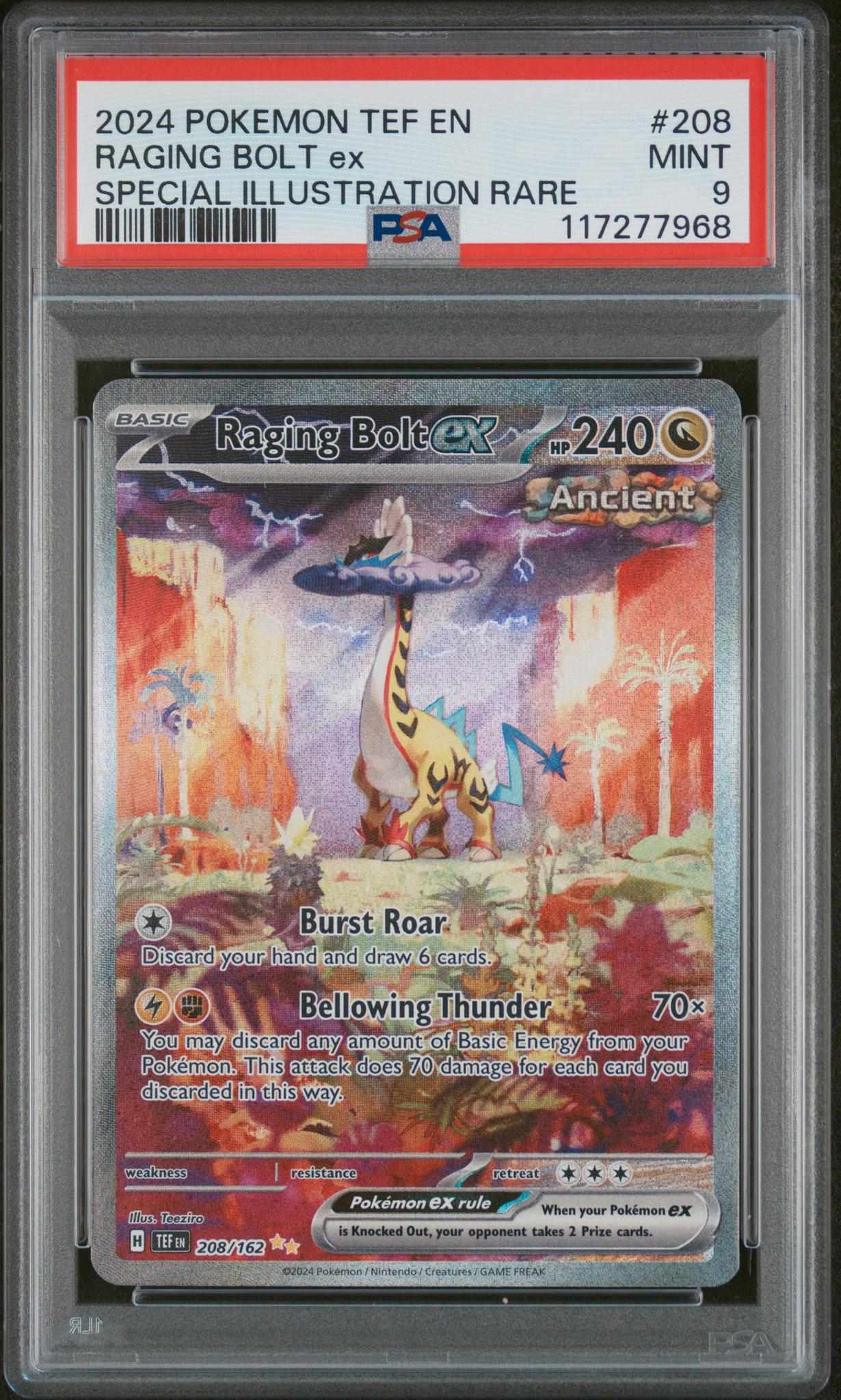 2024 Pokemon #208 Raging Bolt ex Special Illustration Rare PSA 9