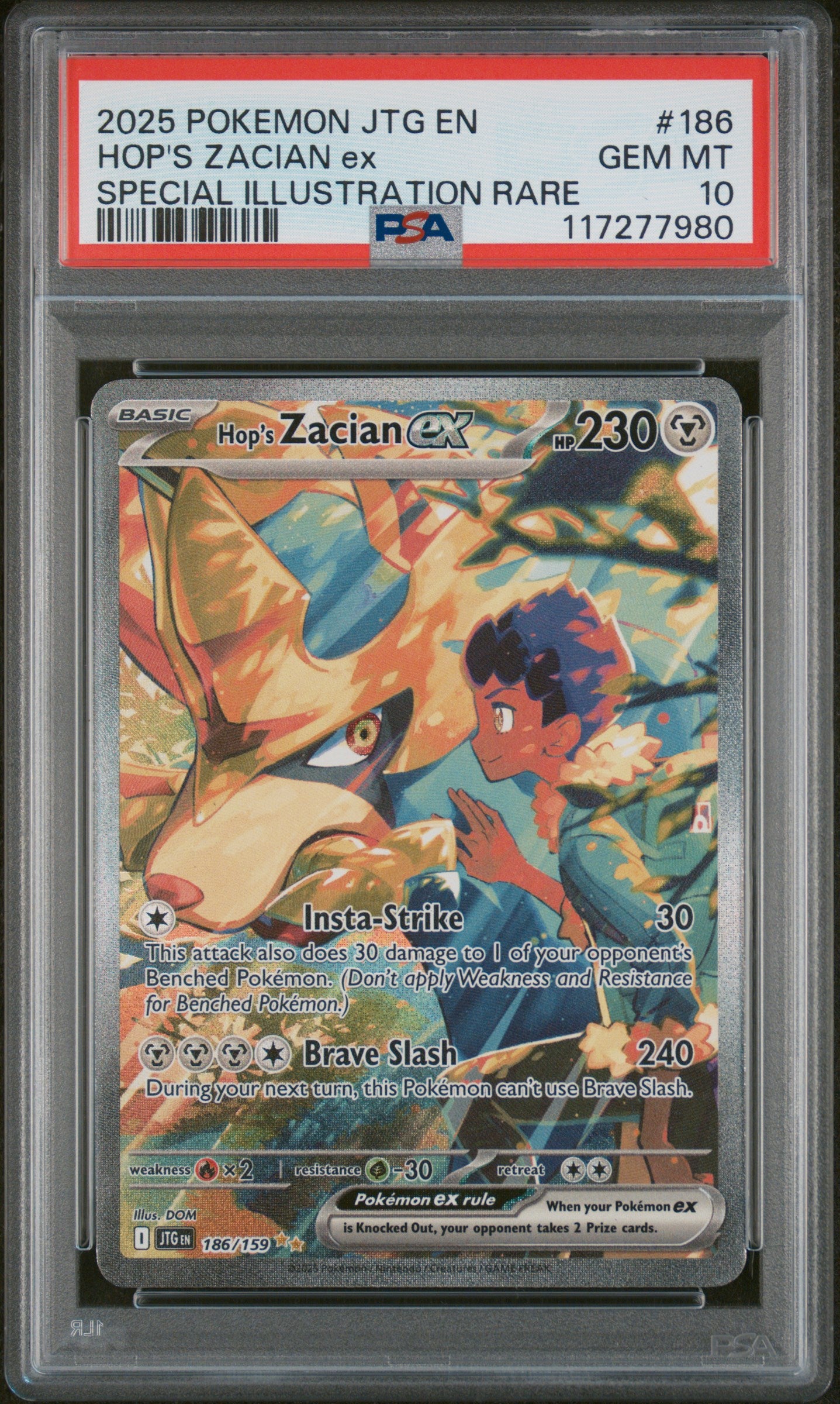 2025 Pokemon #186/159 Hop's Zacian ex Special Illustration Rare PSA 10