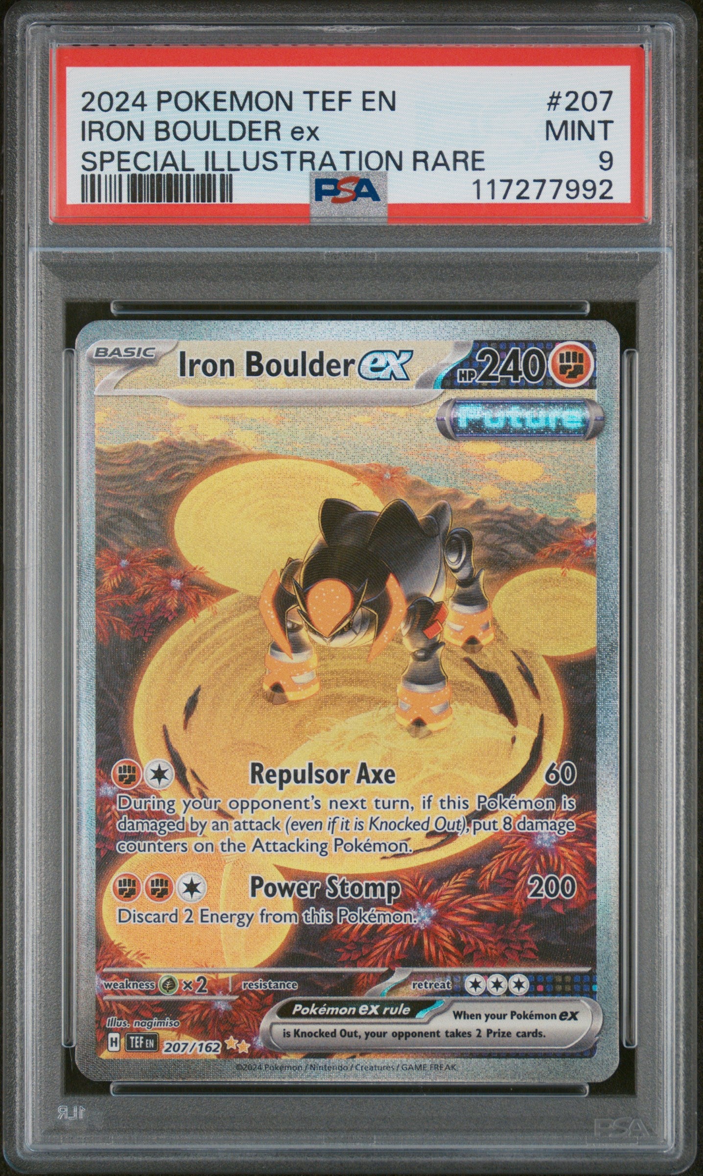 2024 Pokemon #207 Iron Boulder ex Special Illustration Rare PSA 9