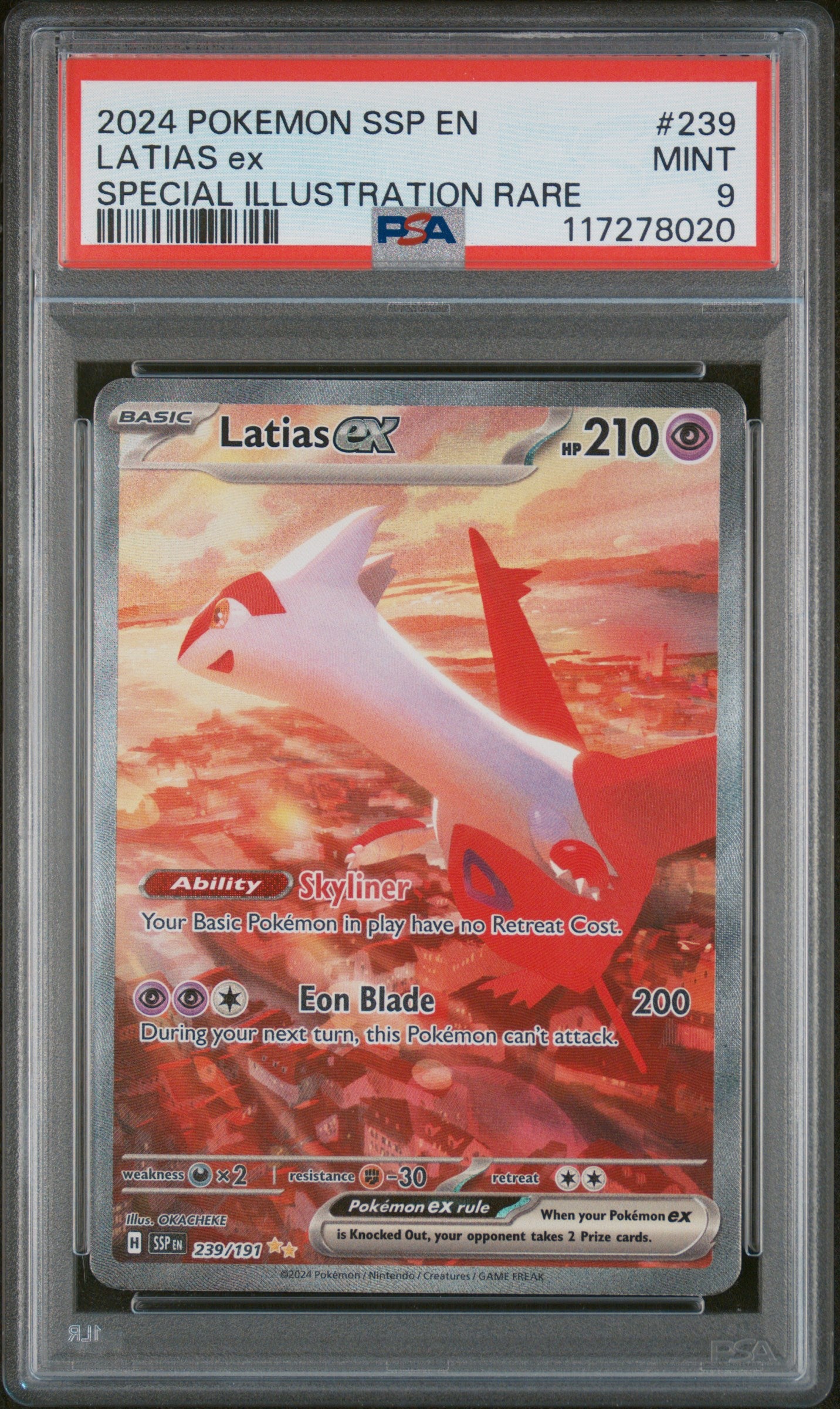 2024 Pokemon #239 Latias ex Special Illustration Rare PSA 9