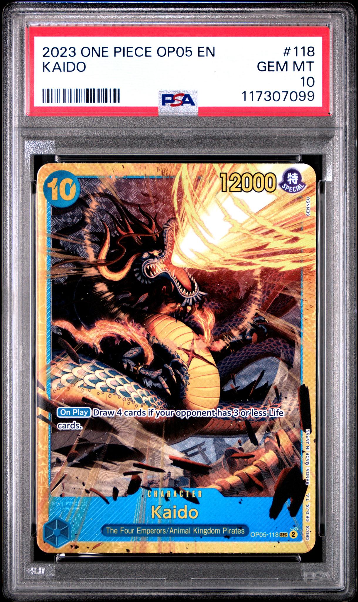 2023 Bandai One Piece OP05 SEC Kaido #118 PSA 10
