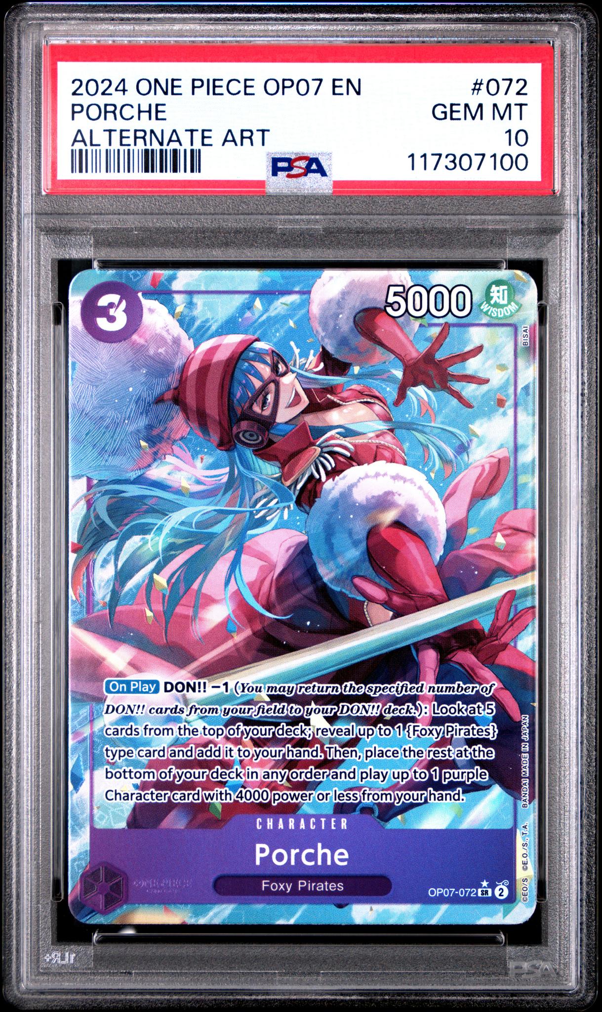 2024 Bandai One Piece OP07 Alternate Art Porche #OP07-072 SR PSA 10