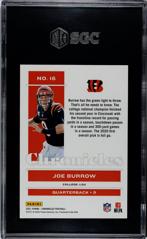 2021 Panini Chronicles Purple Joe Burrow #16 /49 SGC 9