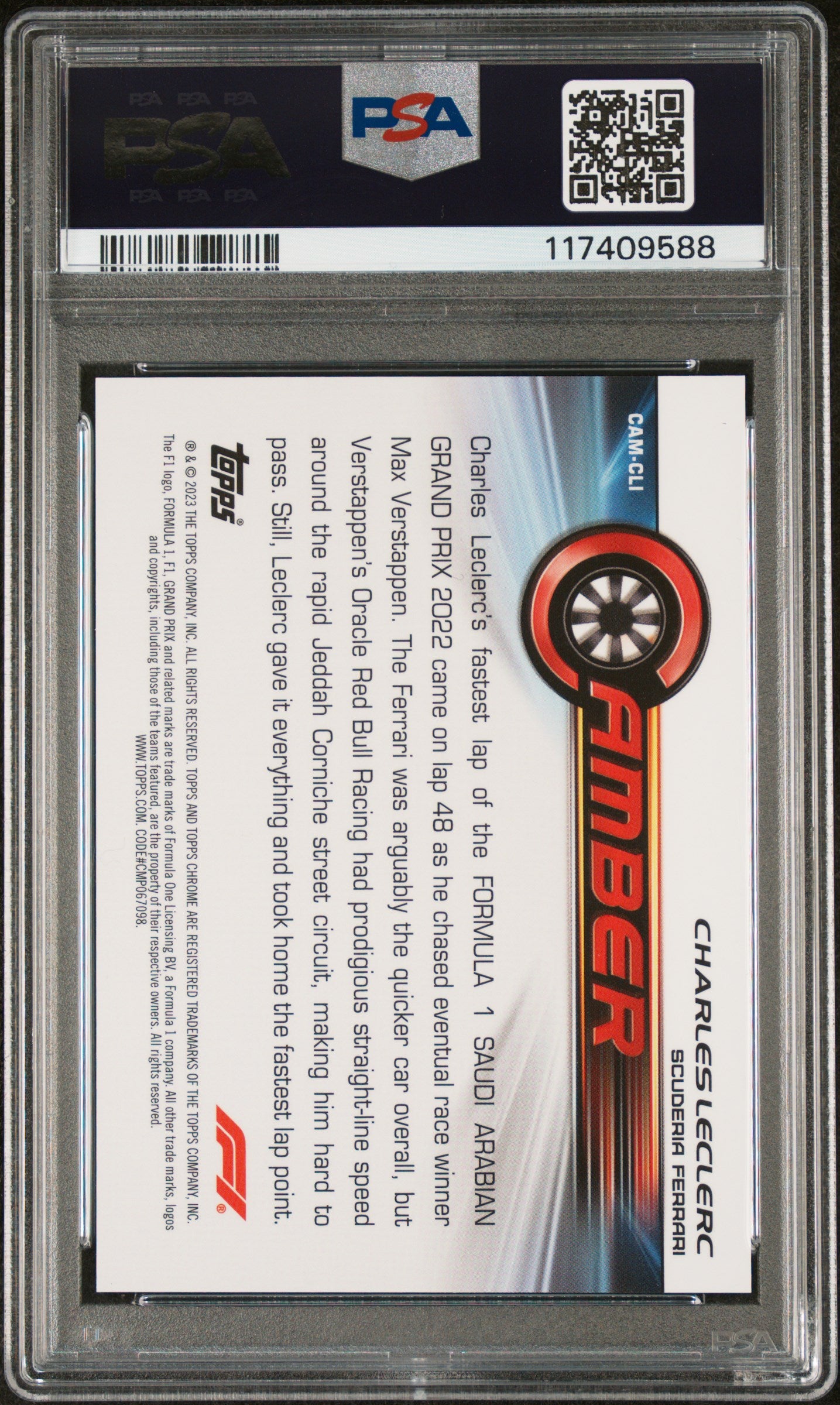 2023 Topps Chrome Formula 1 Camber Orange Refractor Charles Leclerc #CAMCLI /25 PSA 9 117409588