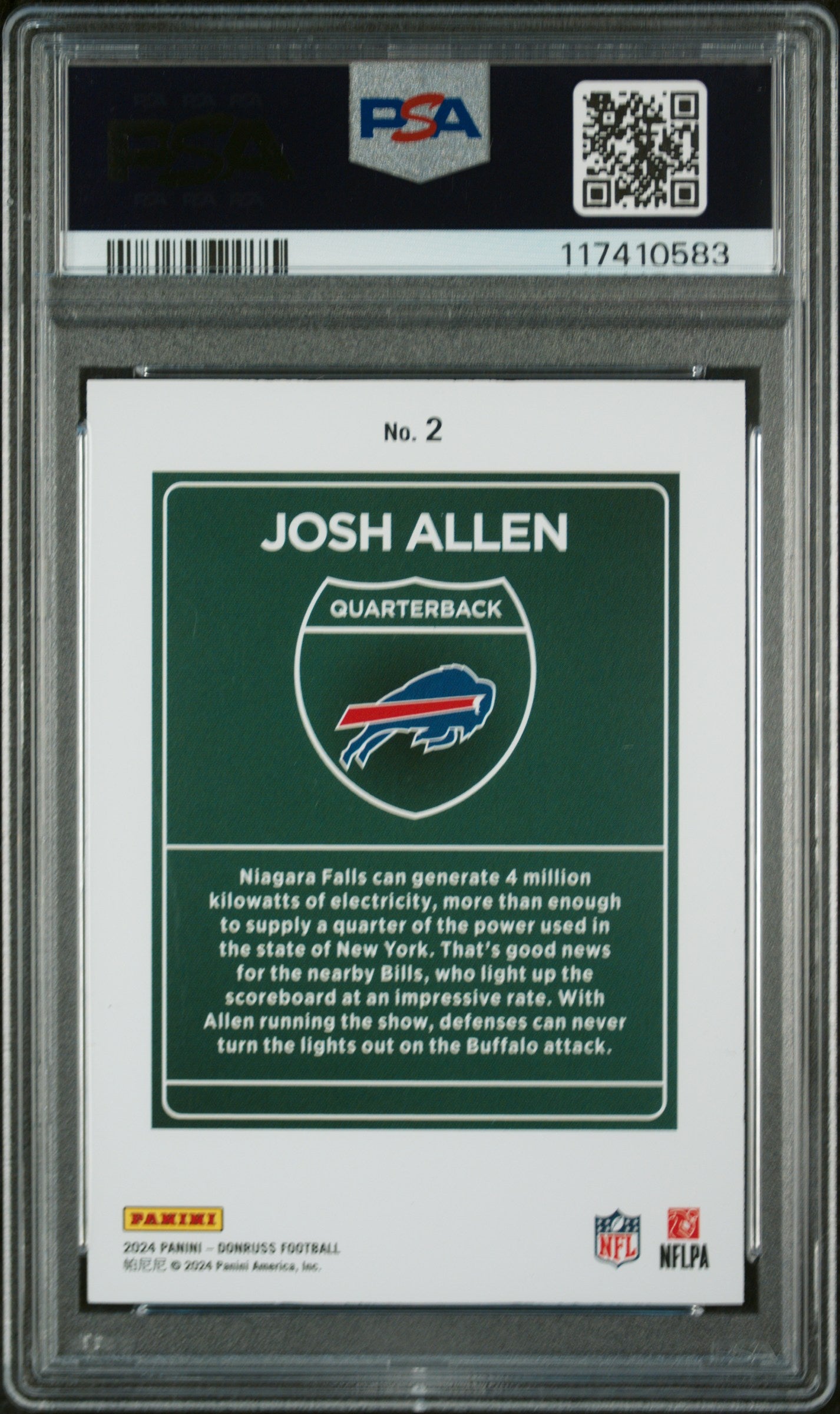 2024 Donruss #2 Josh Allen Downtown PSA 9