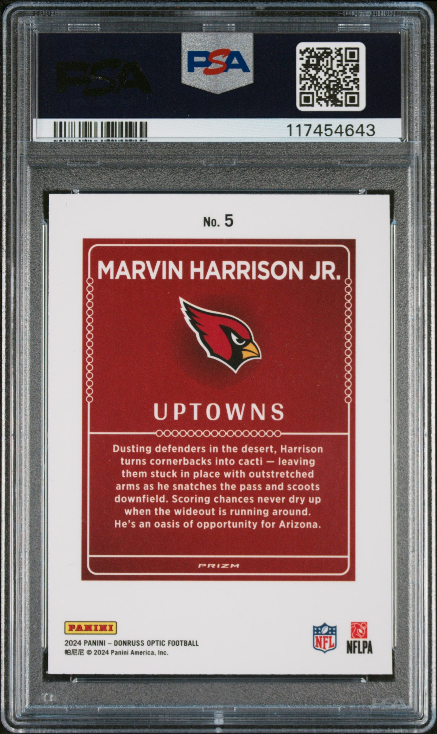 2024 Panini Donruss Optic Uptowns Marvin Harrison Jr. #5 RC PSA 9