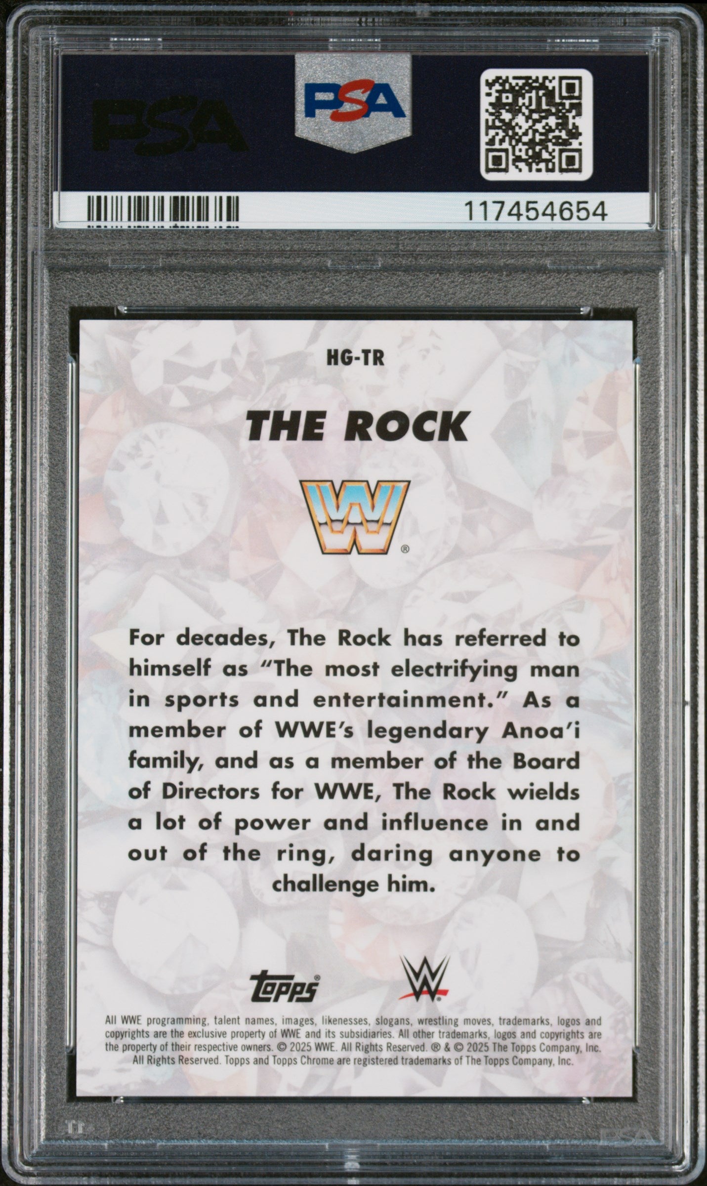 2025 Topps Chrome WWE Hidden Gems The Rock #HG-TR PSA 10
