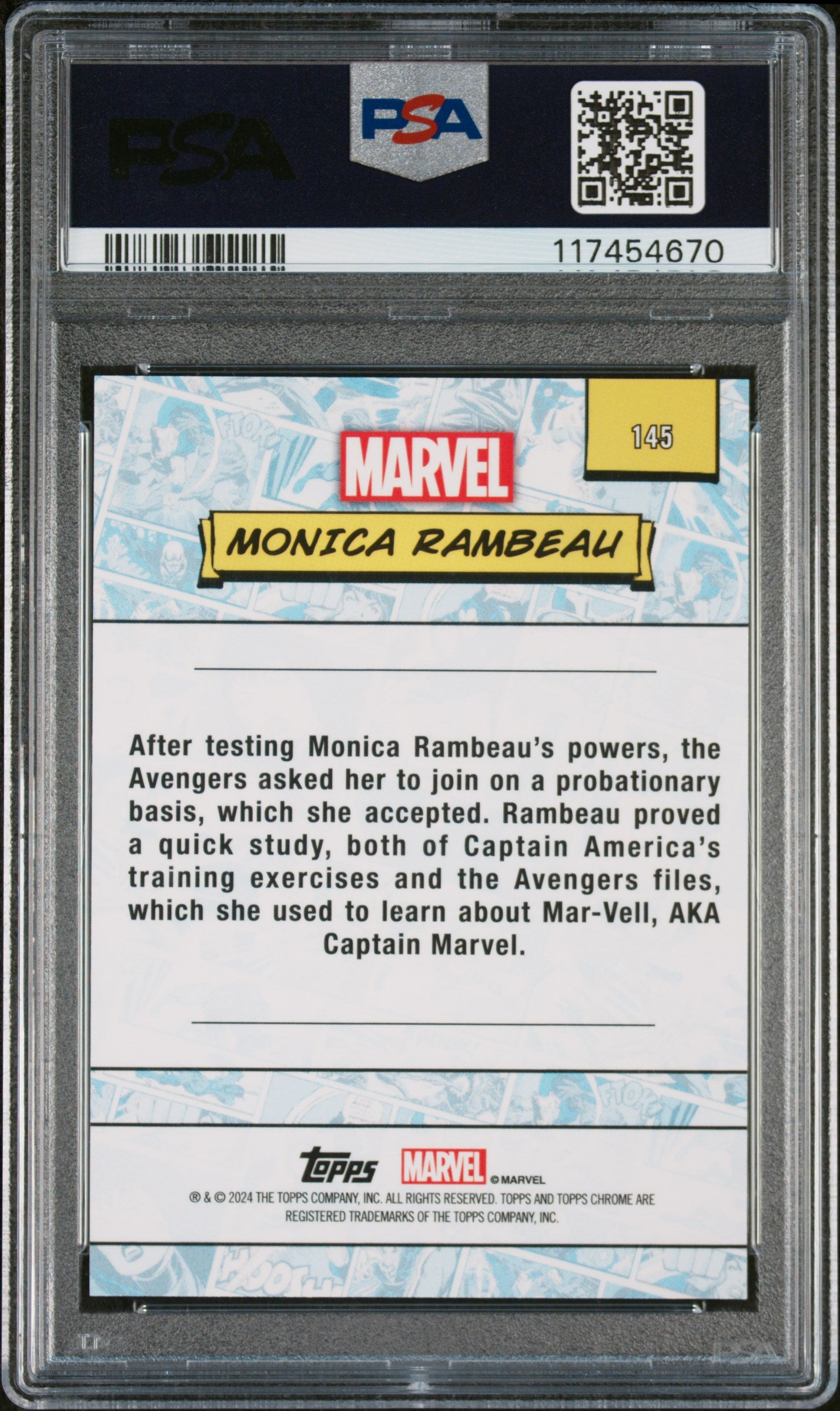 2024 Topps Chrome Marvel Gold Refractor Monica Rambeau #145 /50 PSA 9