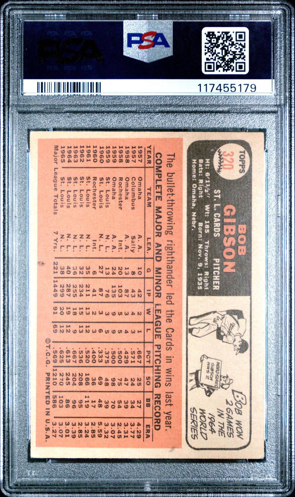 1966 Topps Bob Gibson #320 PSA 4
