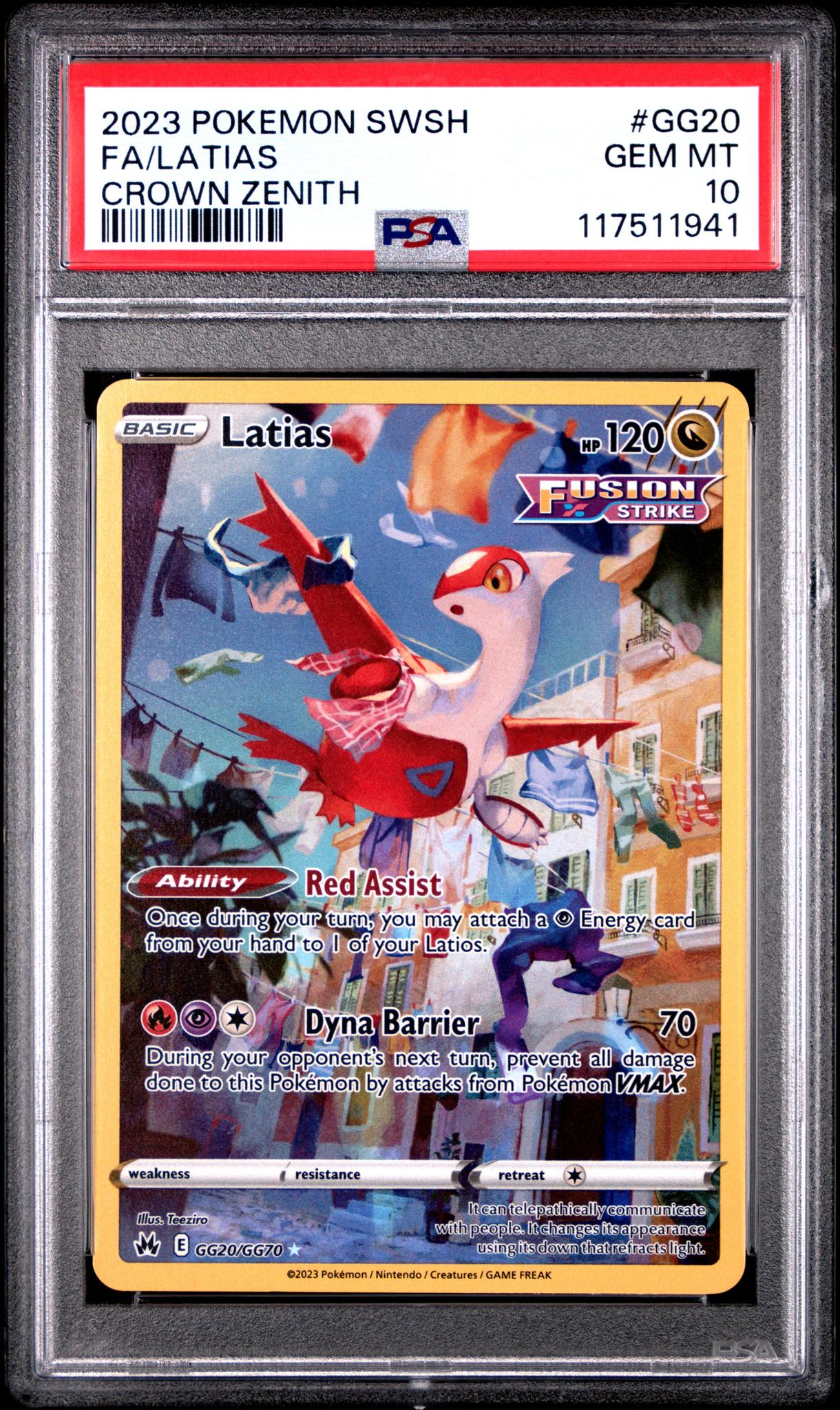 2023 Pokemon Sword and Shield Crown Zenith Galarian Gallery Latias #GG20 PSA 10