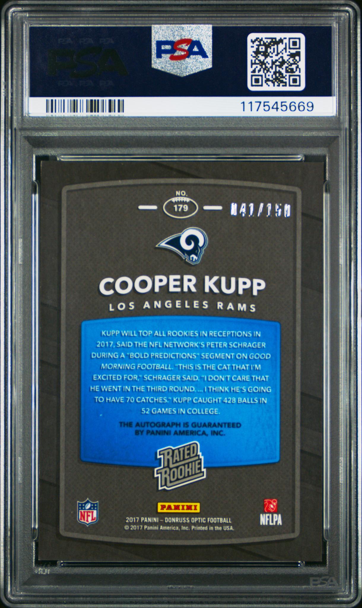 2017 Donruss Optic Rookie Autographs Cooper Kupp #179 /150 PSA 9