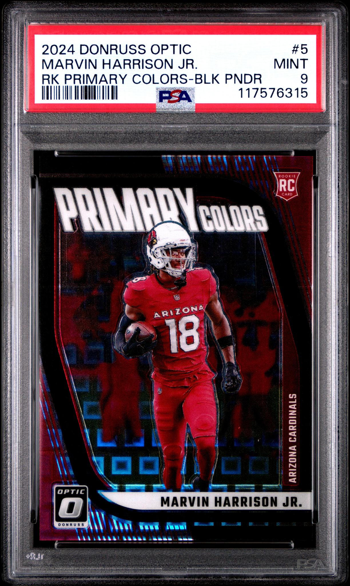 2024 Panini Donruss Optic Rookie Primary Colors Black Pandora Marvin Harrison Jr. #5 /25 PSA 9