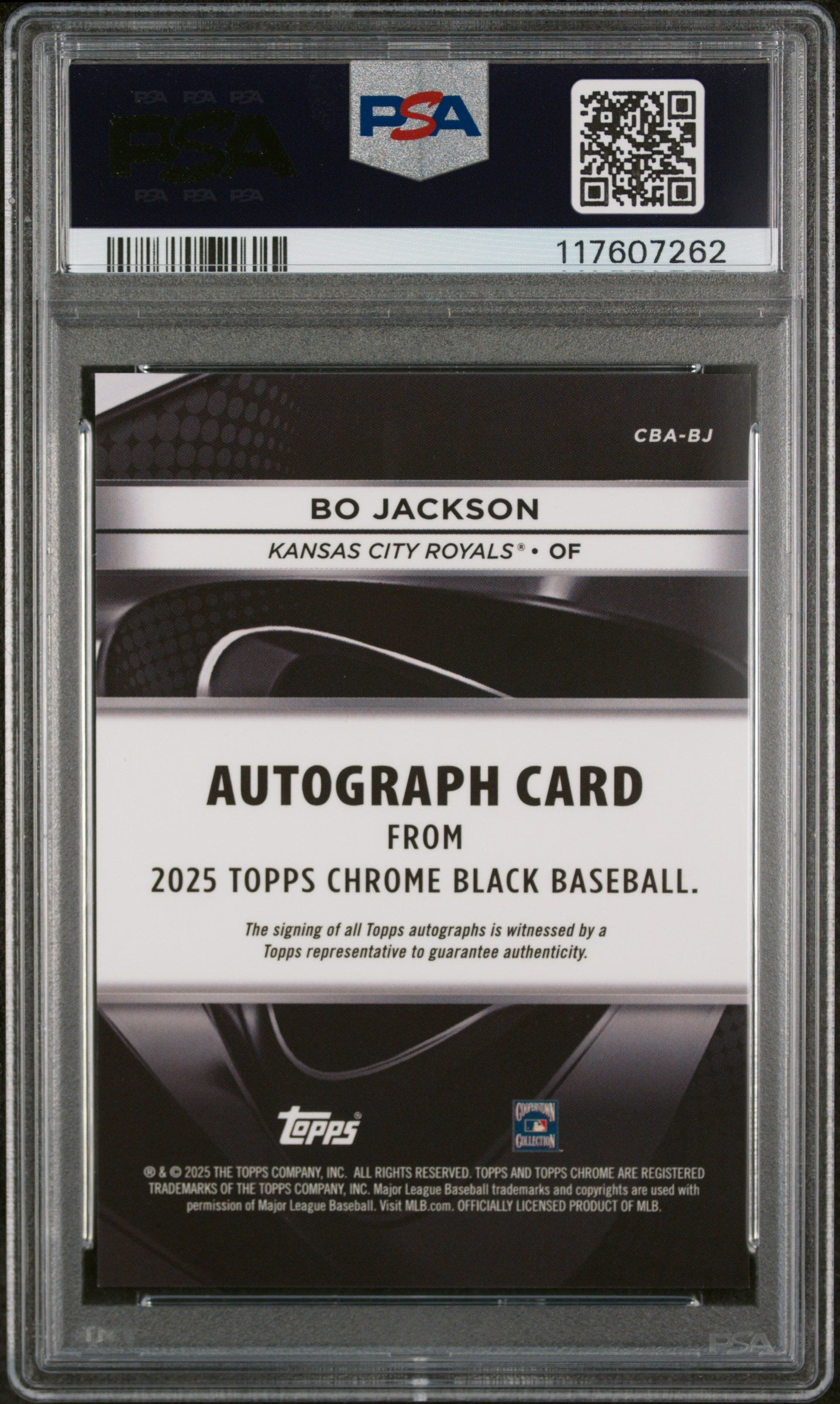 2025 Topps Chrome Black Gold Mini Diamond Bo Jackson #CBA-BJ Auto /50 PSA 10