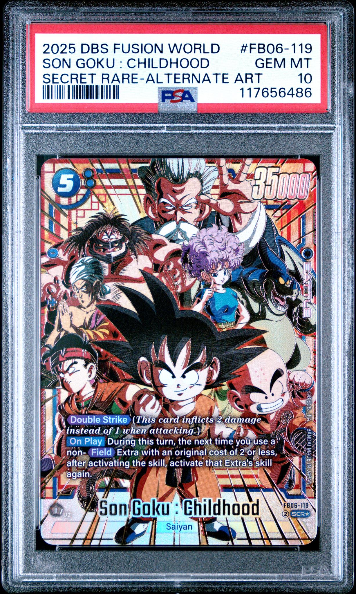 2025 Bandai DBS Fusion World SCR Alt Art Son Goku Childhood #FB06-119 PSA 10