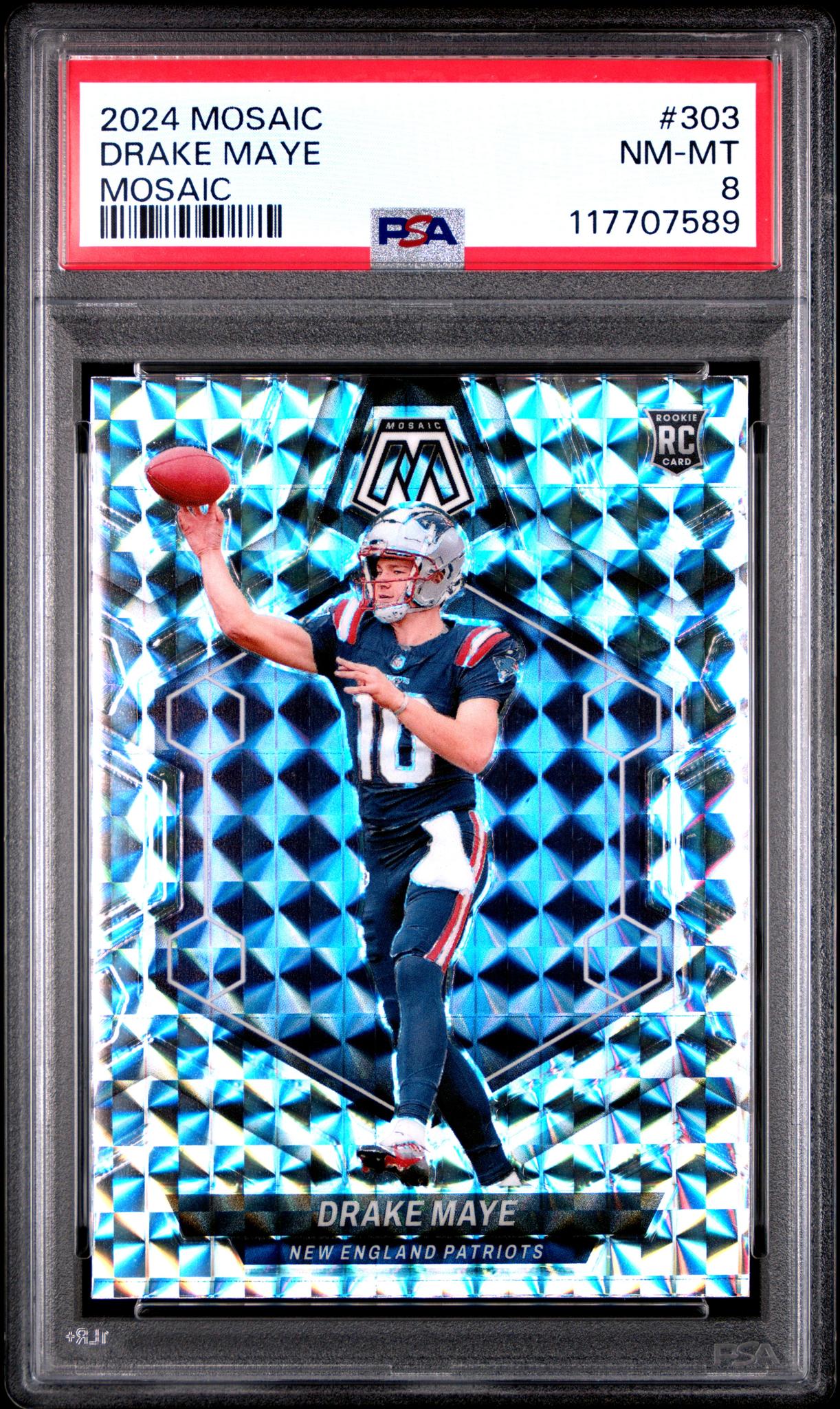 2024 Panini Mosaic Mosaic Drake Maye #303 RC PSA 8