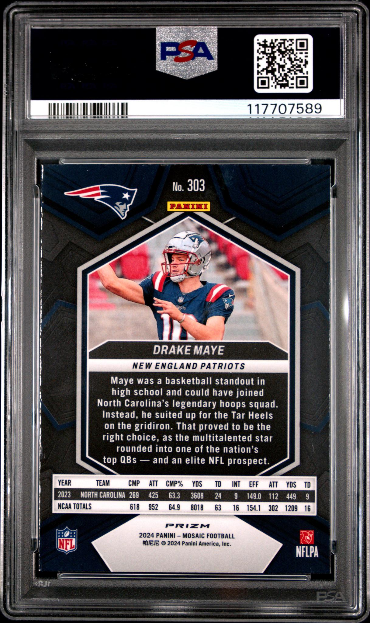 2024 Panini Mosaic Mosaic Drake Maye #303 RC PSA 8