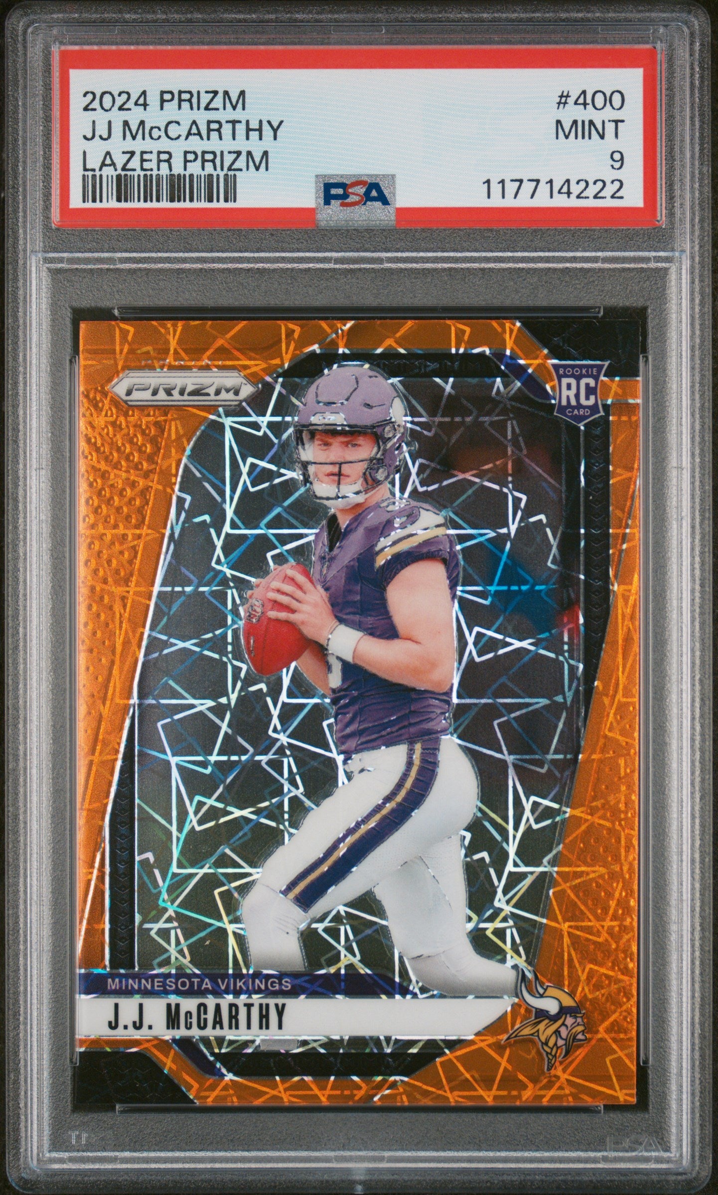 2024 Panini Prizm Lazer Prizm J.J. McCarthy #400 RC PSA 9