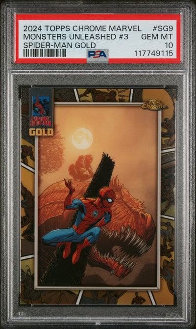 2024 Chrome Uk Marvel Spider-Man Gold Monsters Unleashed #SG9 PSA 10