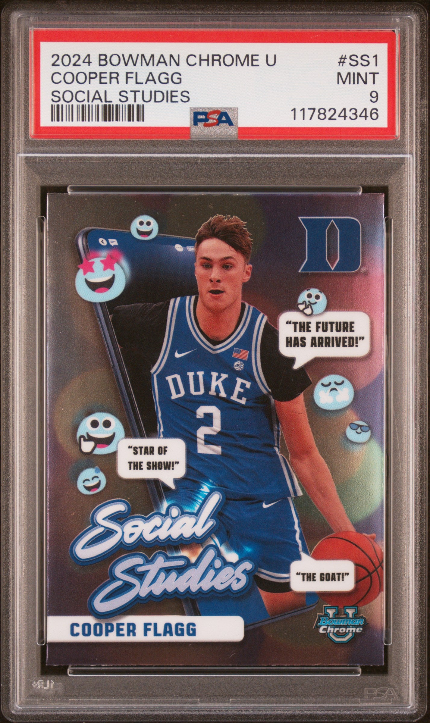 2024 Bowman Chrome University Social Studies Cooper Flagg #SS1 PSA 9