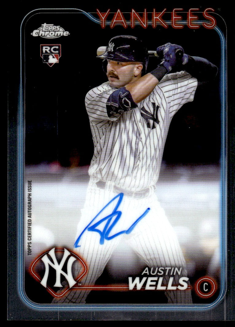 2023 Topps Chrome #RA-AW Austin Wells Rookie Auto New York Yankees