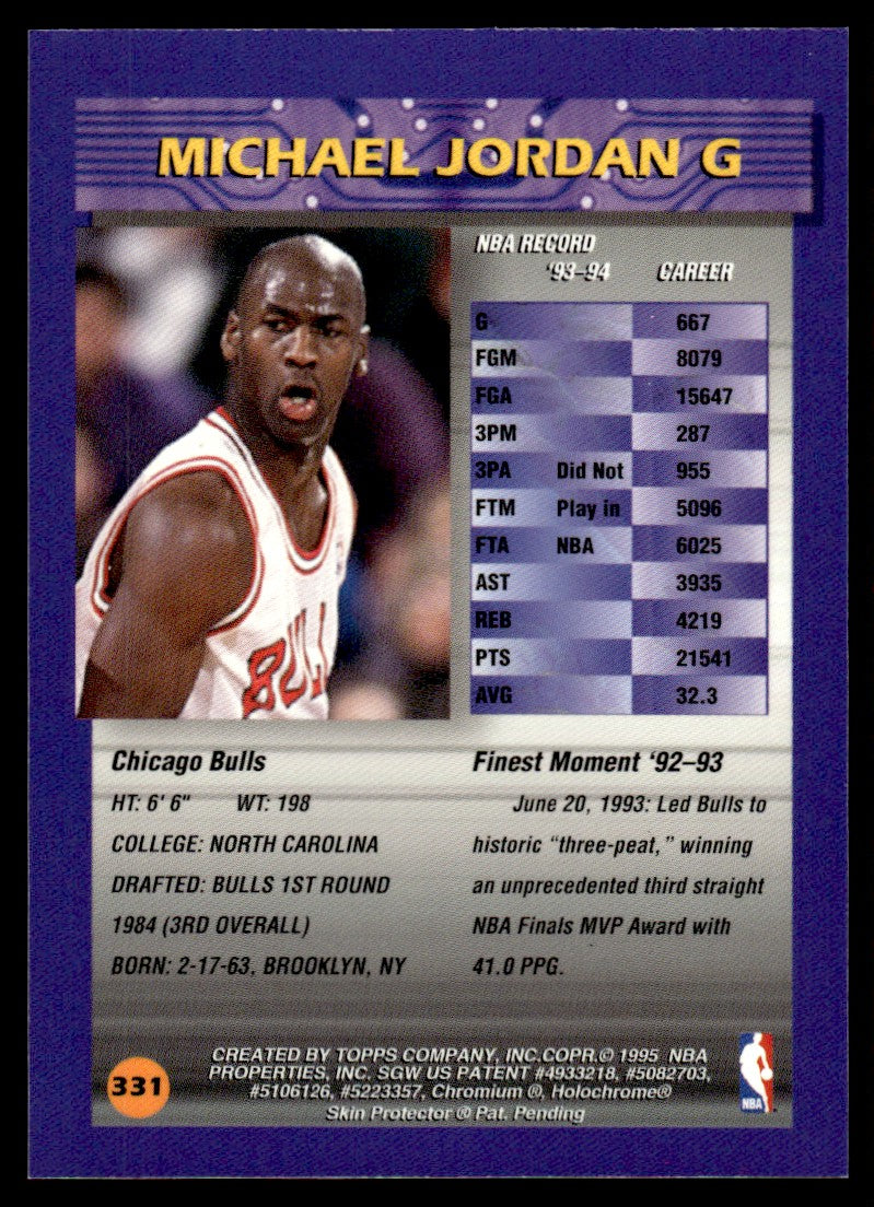 1994 Topps Finest 331 Michael Jordan Chicago Bulls