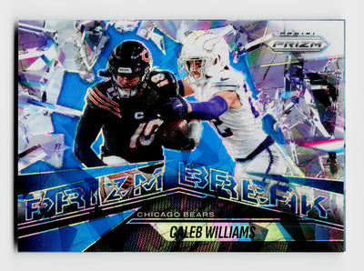 2025 Panini Prizm Caleb Williams #3 Prizm Break Blue Ice /99