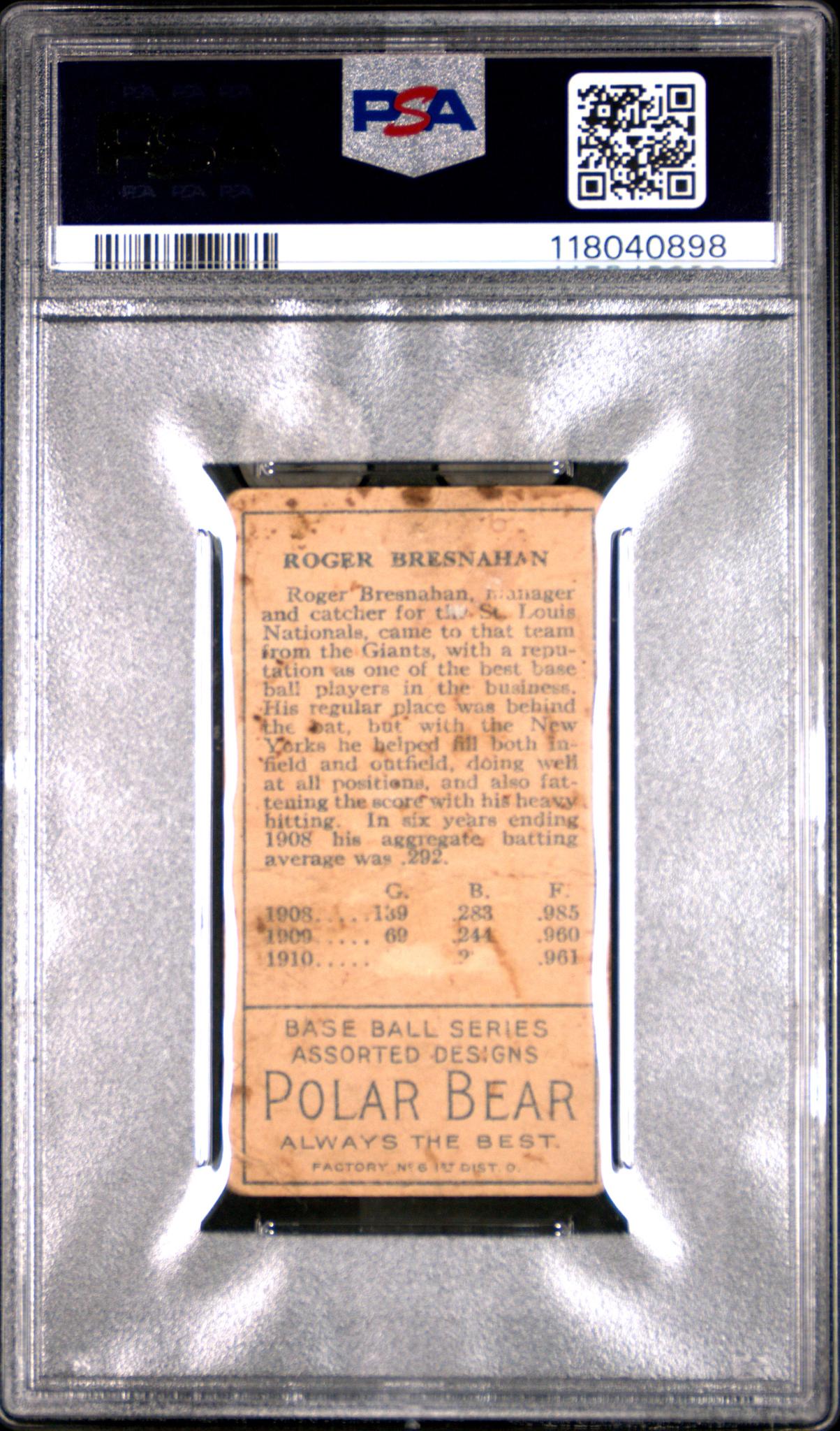 1911 T205 Roger P. Bresnahan PSA 1