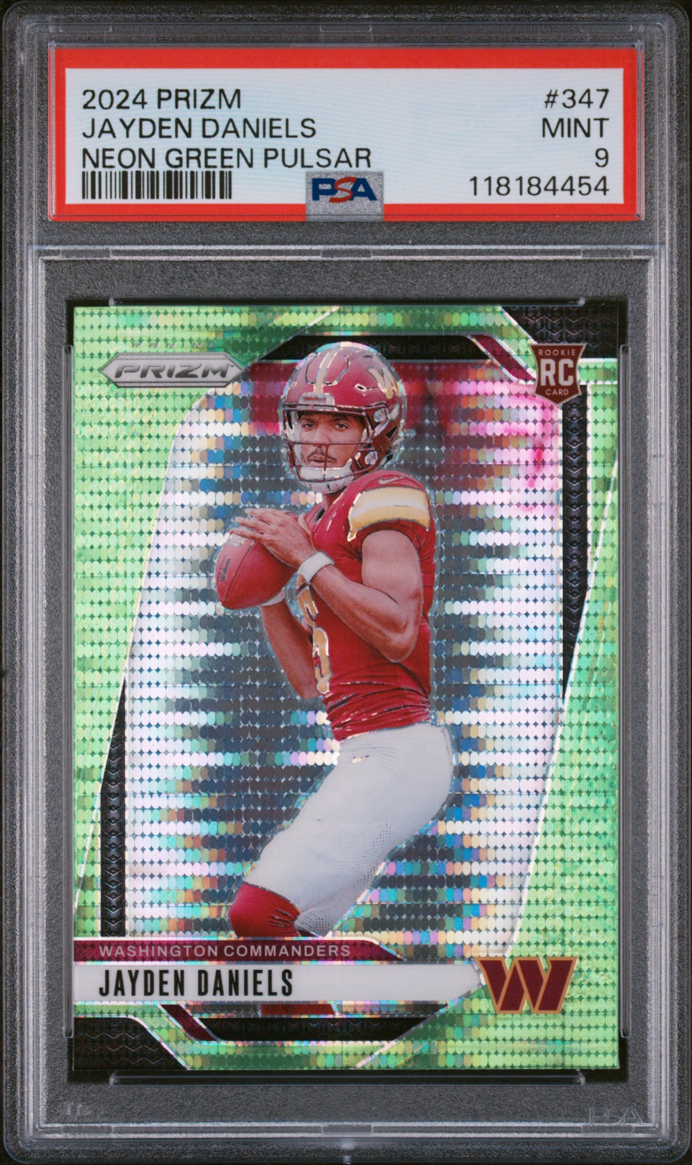 2024 Panini Prizm Neon Green Pulsar Jayden Daniels #347 RC PSA 9