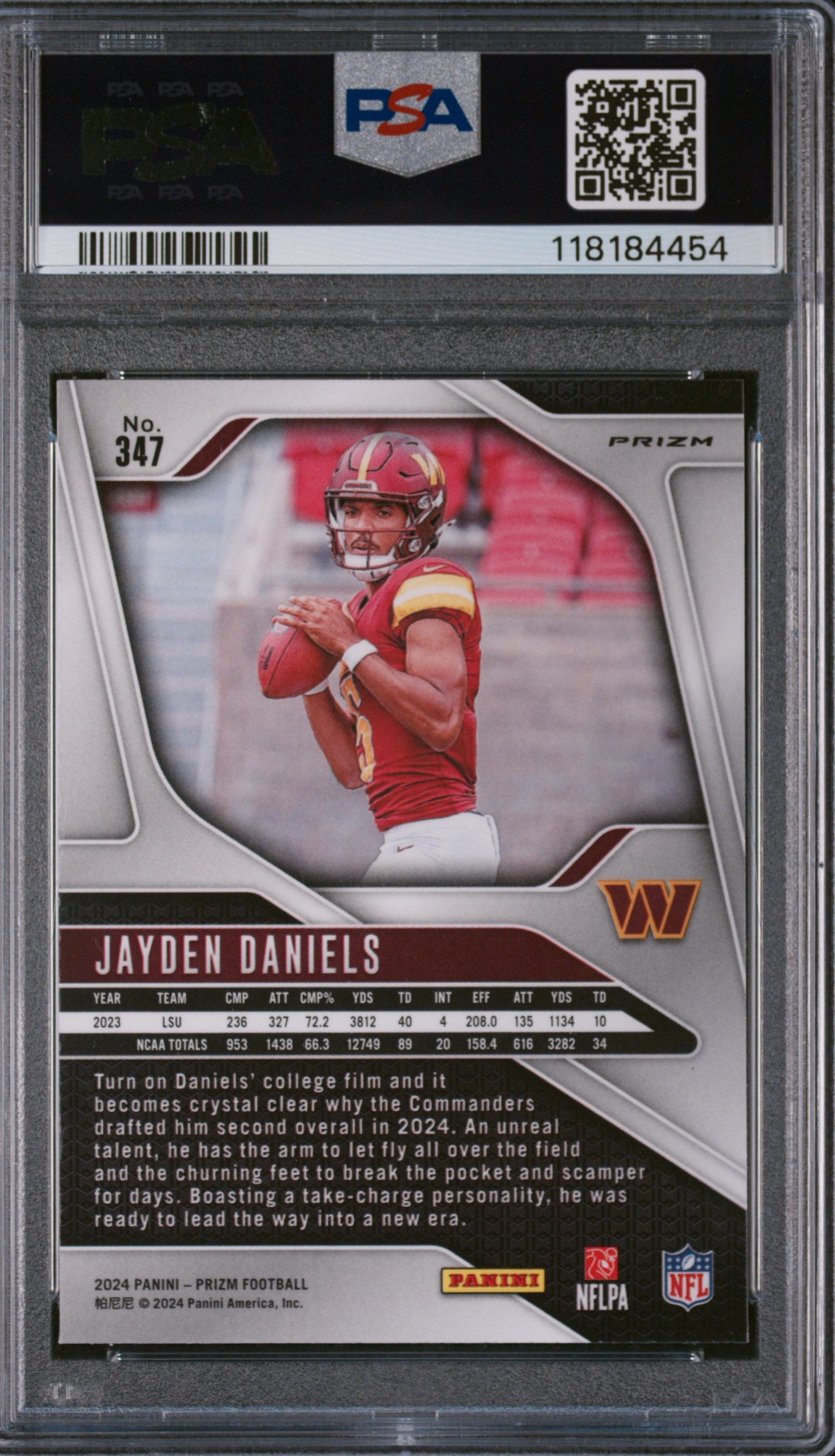 2024 Panini Prizm Neon Green Pulsar Jayden Daniels #347 RC PSA 9