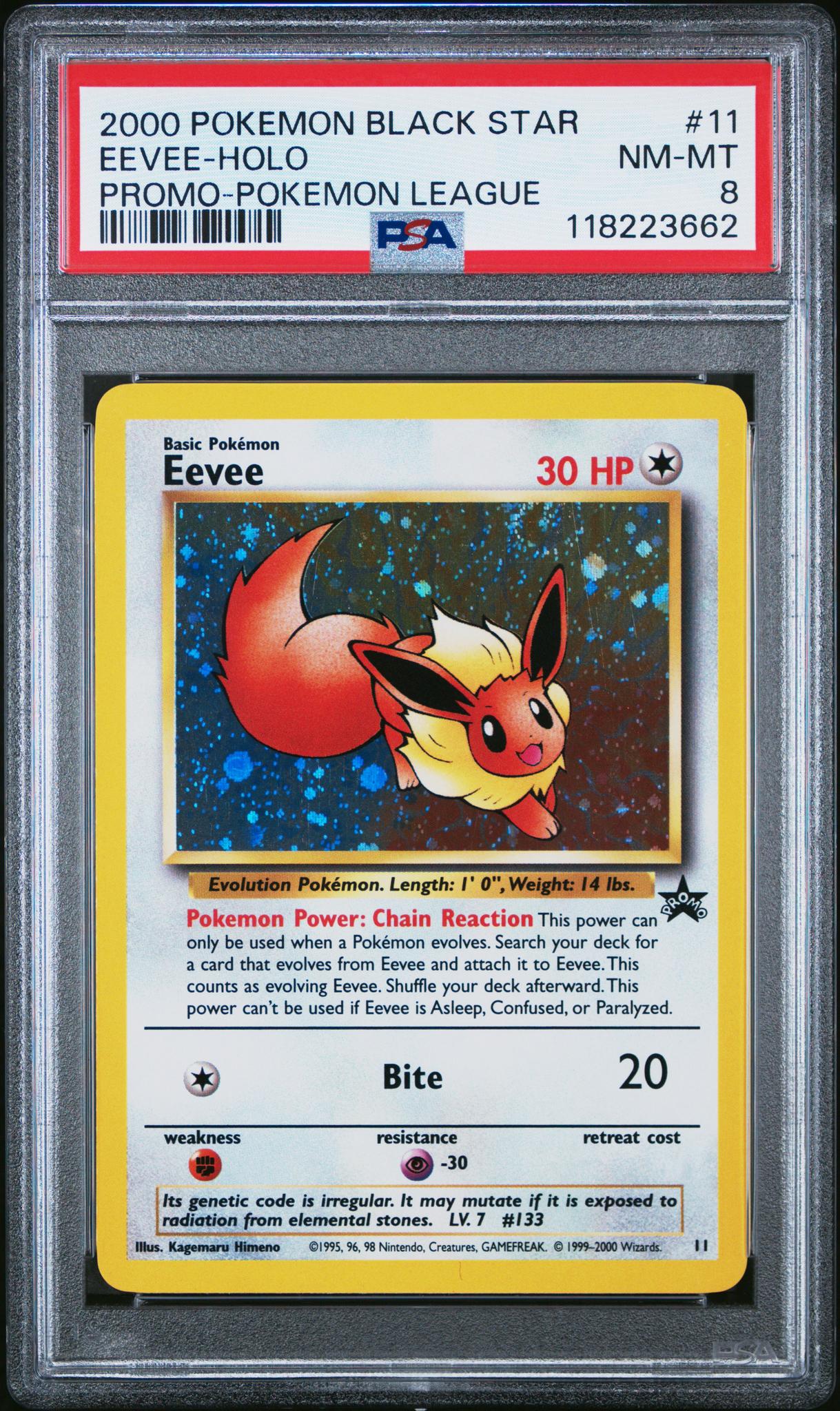 2000 Pokemon Black Star Promo Holo Pokemon League Eevee #11 PSA 8