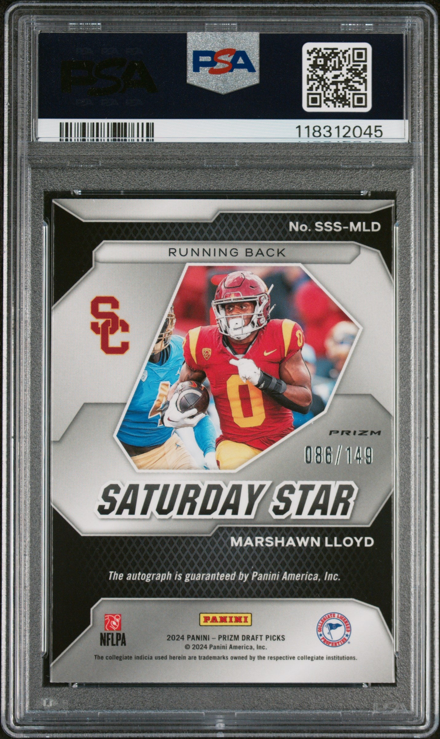 2024 Panini Prizm Draft Picks Saturday Star Signatures Blue Prizm Marshawn Lloyd #SSSMLD /149 PSA 9