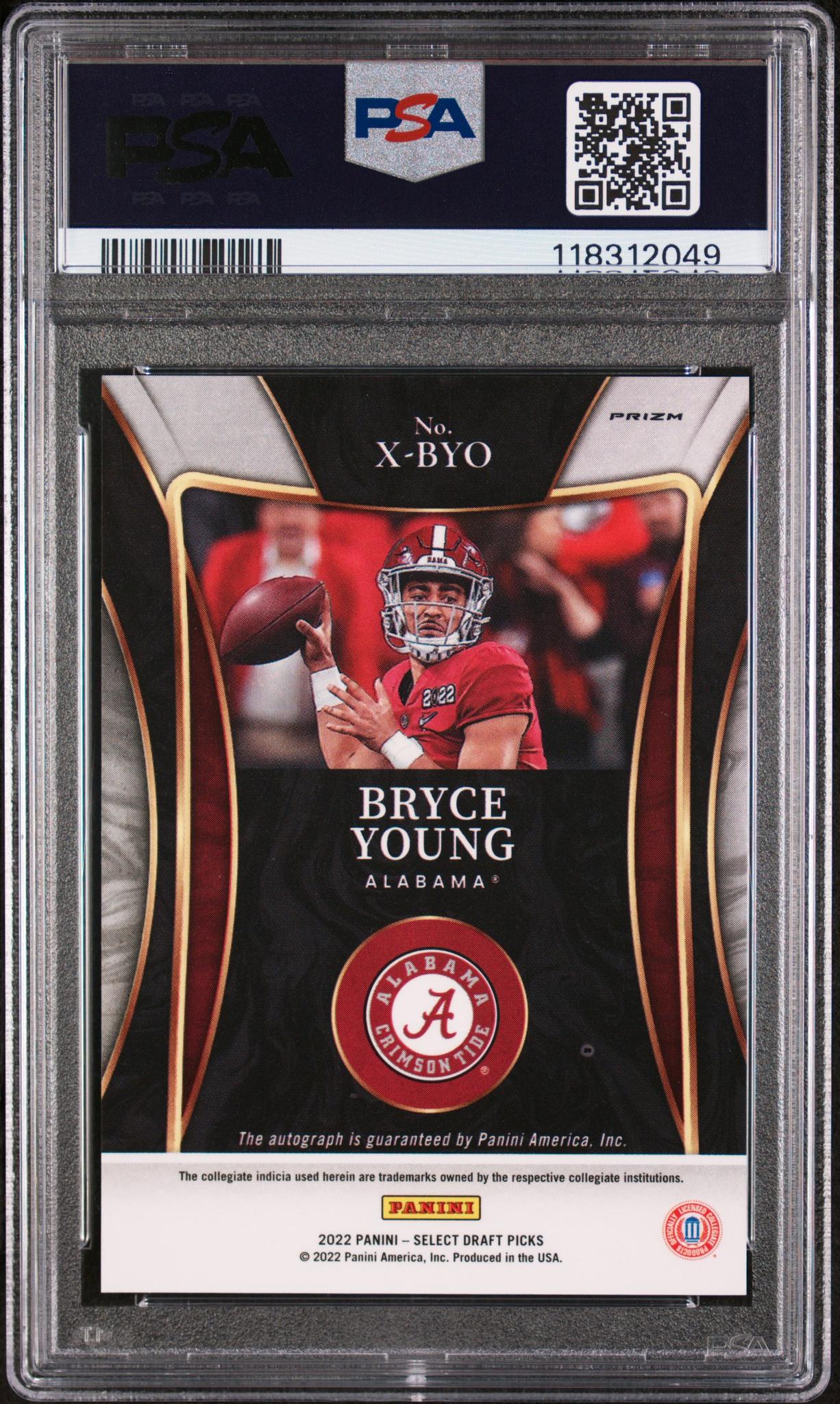 2022 Panini Select Draft Picks X-Fractor Signatures Silver Prizm Bryce Young #XBYO PSA 10