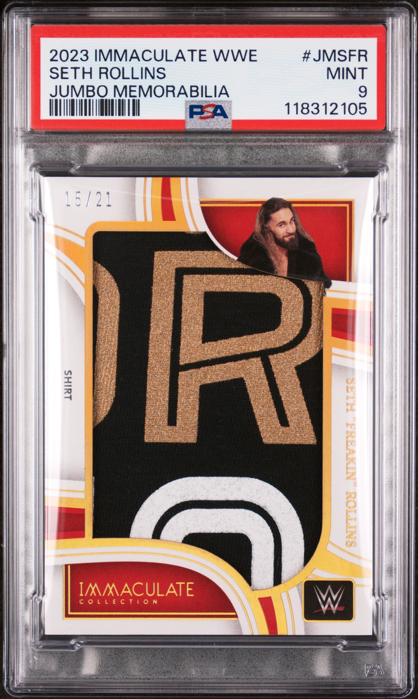 2023 Immaculate #JM-SFR Seth Rollins Jumbo Memorabilia /21 PSA 9