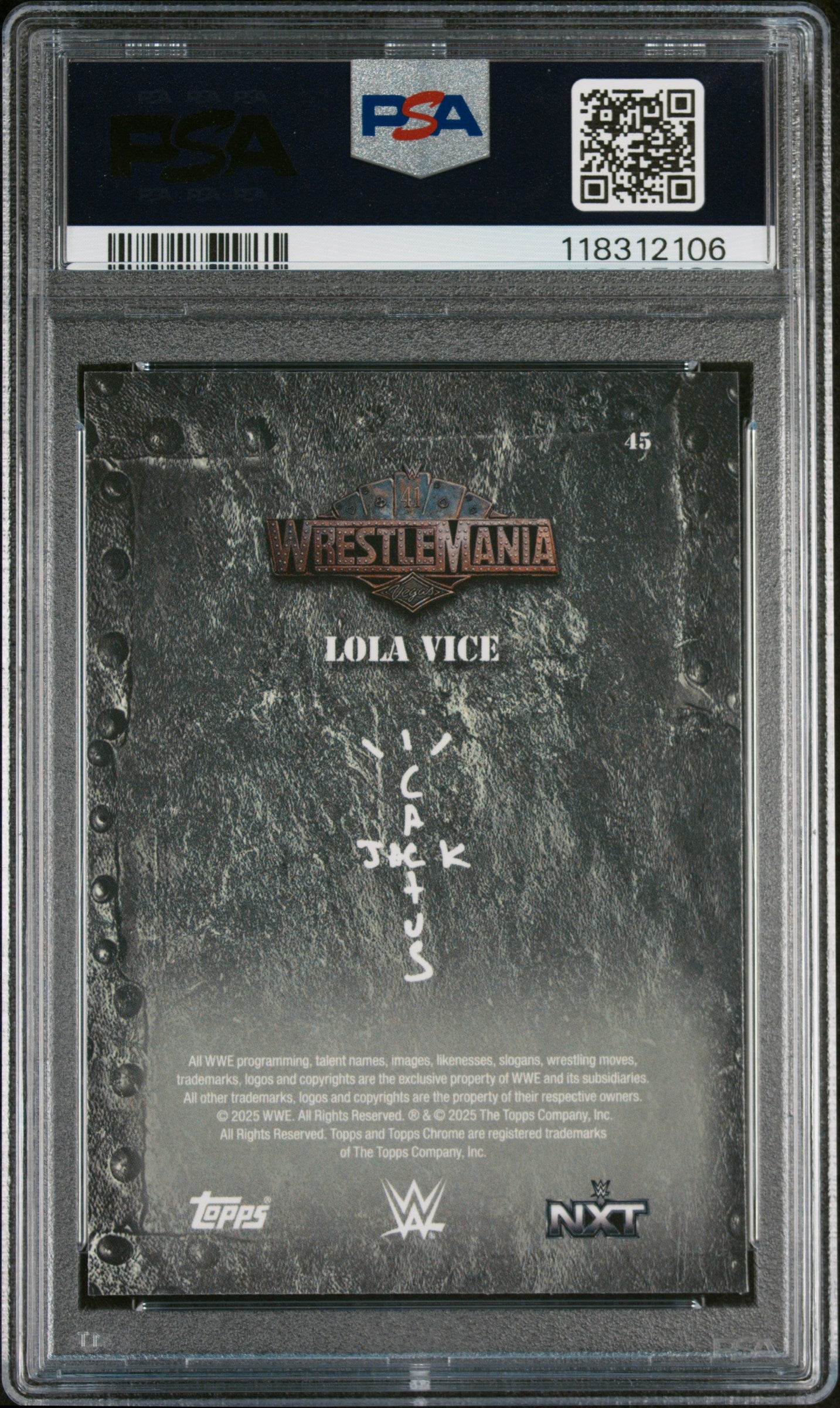 2025 Topps Chrome WWE Cactus Jack X Wrestlemania Lola Vice #45 PSA 10