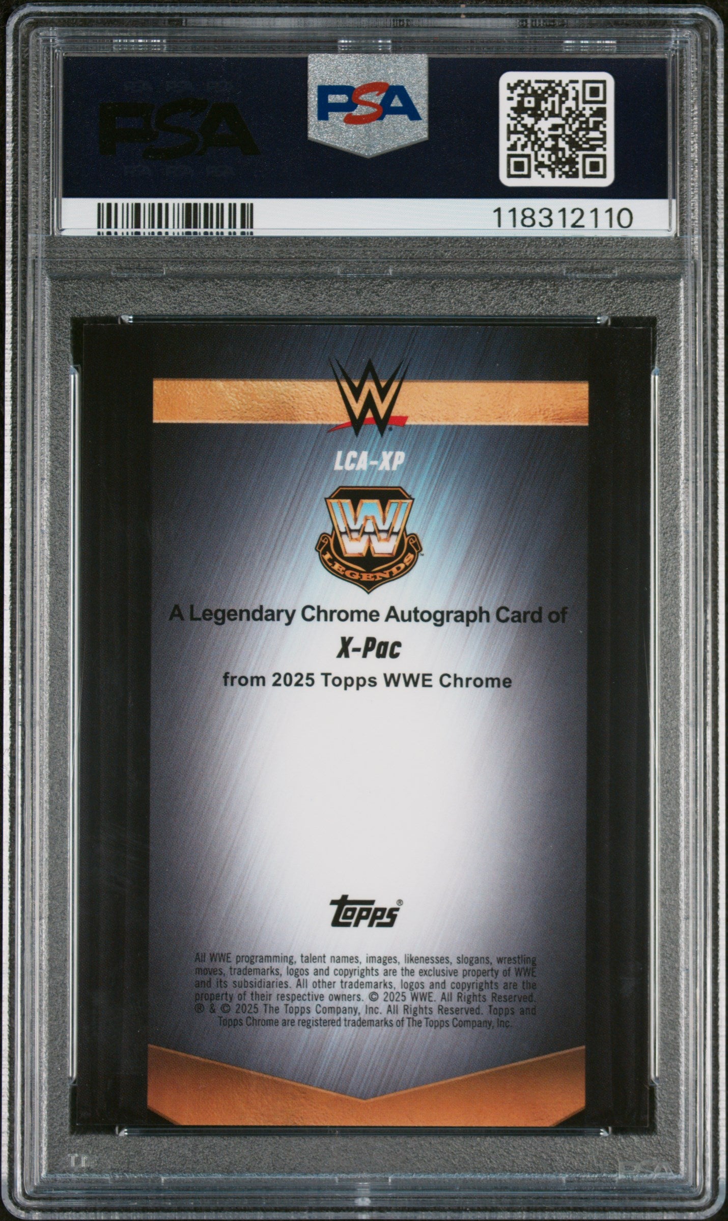 2025 Topps Chrome Sapphire Edition WWE Legendary Chrome Autographs Orange X Pac #LCAXP /25 PSA 9