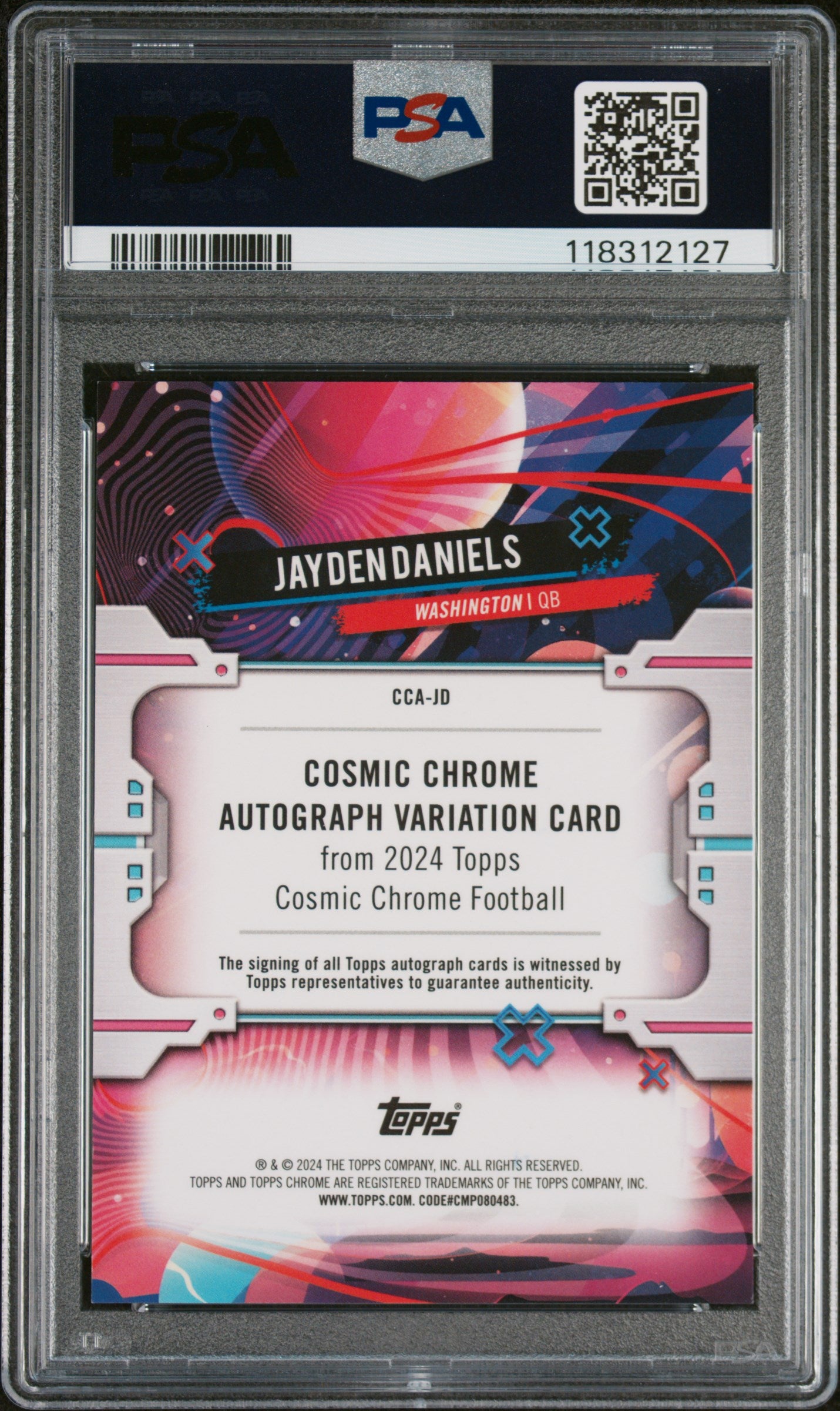 2024 Topps Cosmic Chrome Cosmic Chrome Autographs Orange Galactic Jayden Daniels #JD /25 PSA 9
