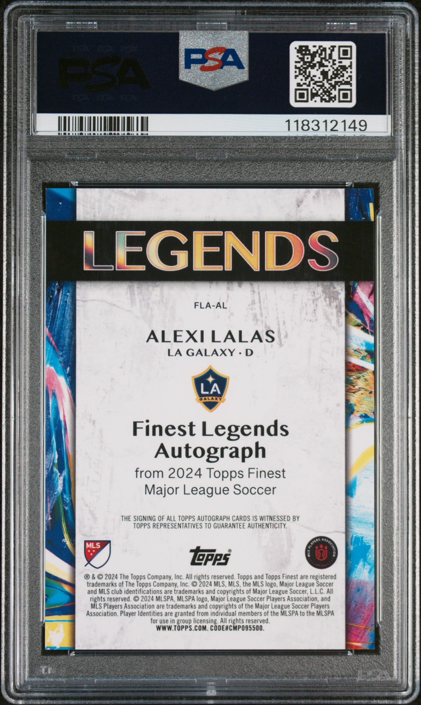 2024 Topps Finest MLS Finest Legends Autographs Gold Refractor Alexi Lalas #FLAAL /50 PSA 10