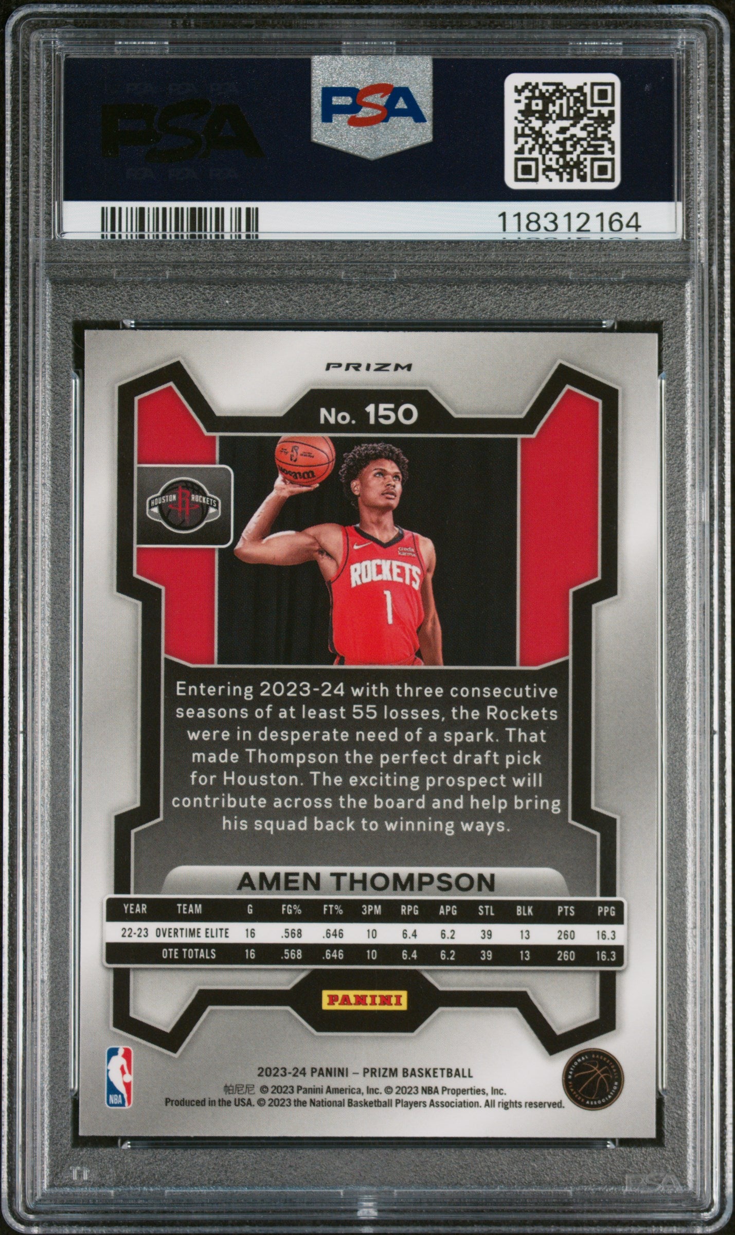2023 Panini Prizm Silver Prizm Amen Thompson #150 PSA 10