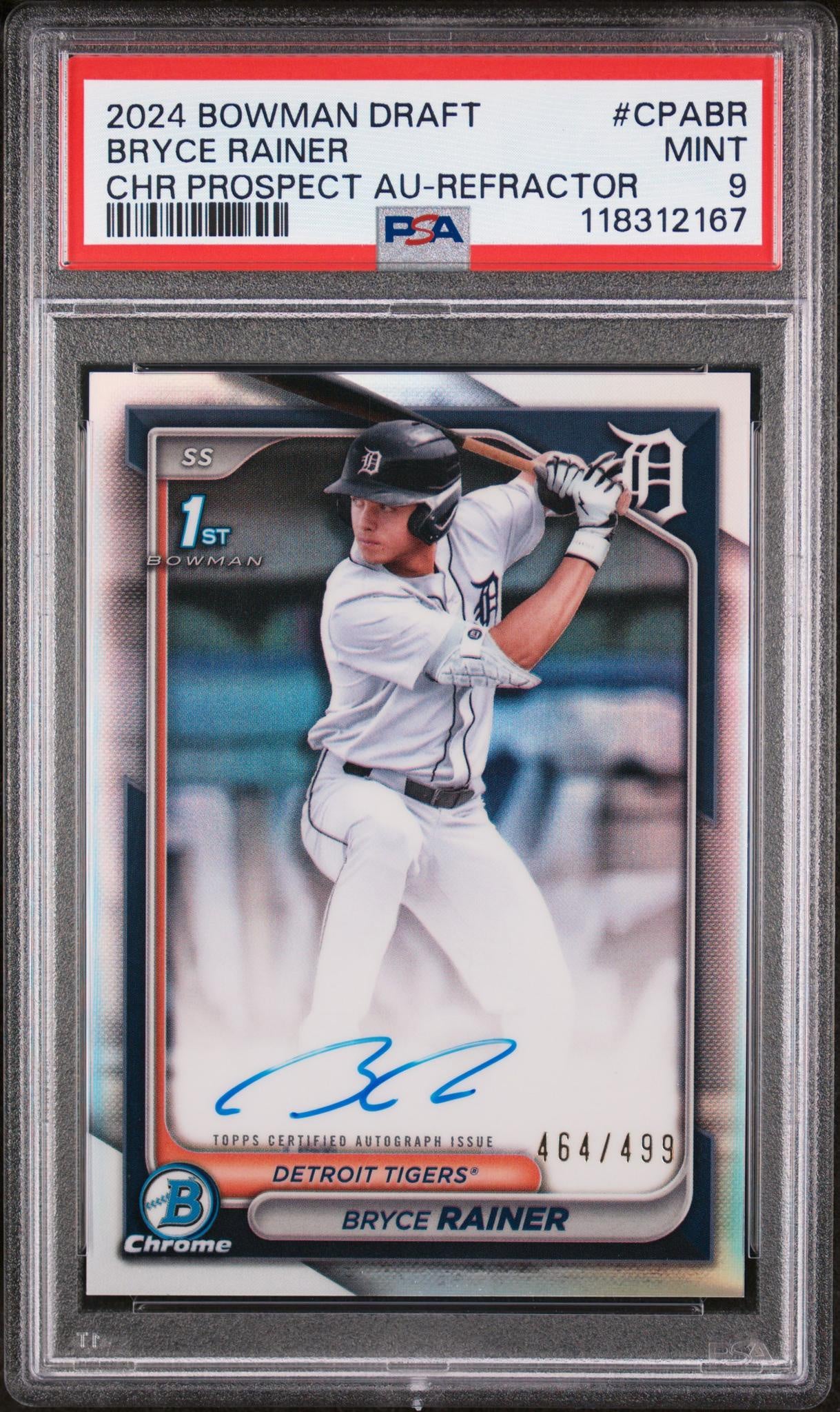 2024 Bowman Draft #CPA-BR Bryce Rainer CHR Prospect AU-Refractor /499 PSA 9 118312167