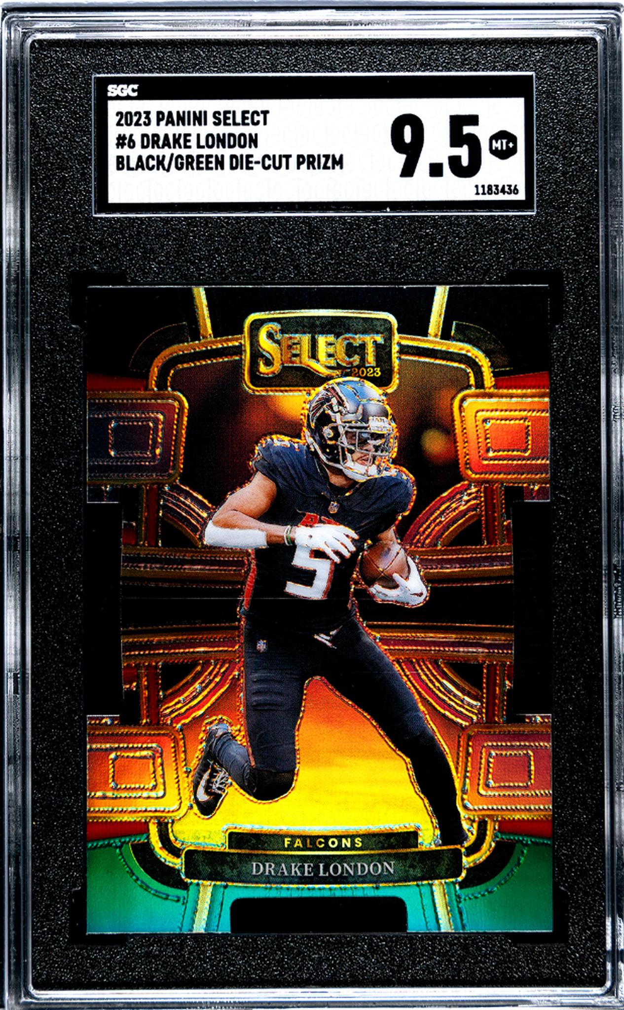 2023 Panini Select #6 Drake London Black/Green Die-Cut Prizm SGC 9.5