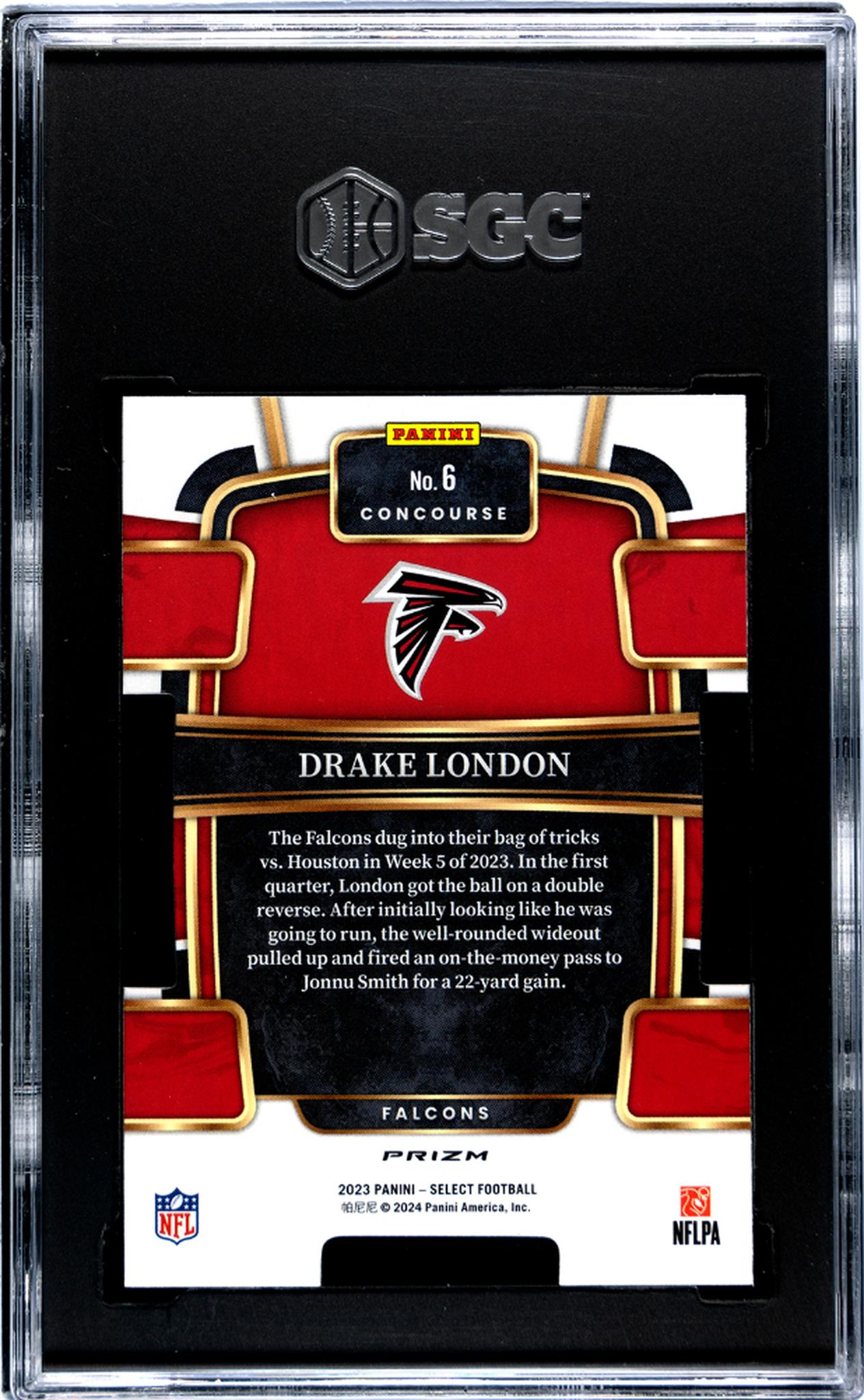 2023 Panini Select #6 Drake London Black/Green Die-Cut Prizm SGC 9.5