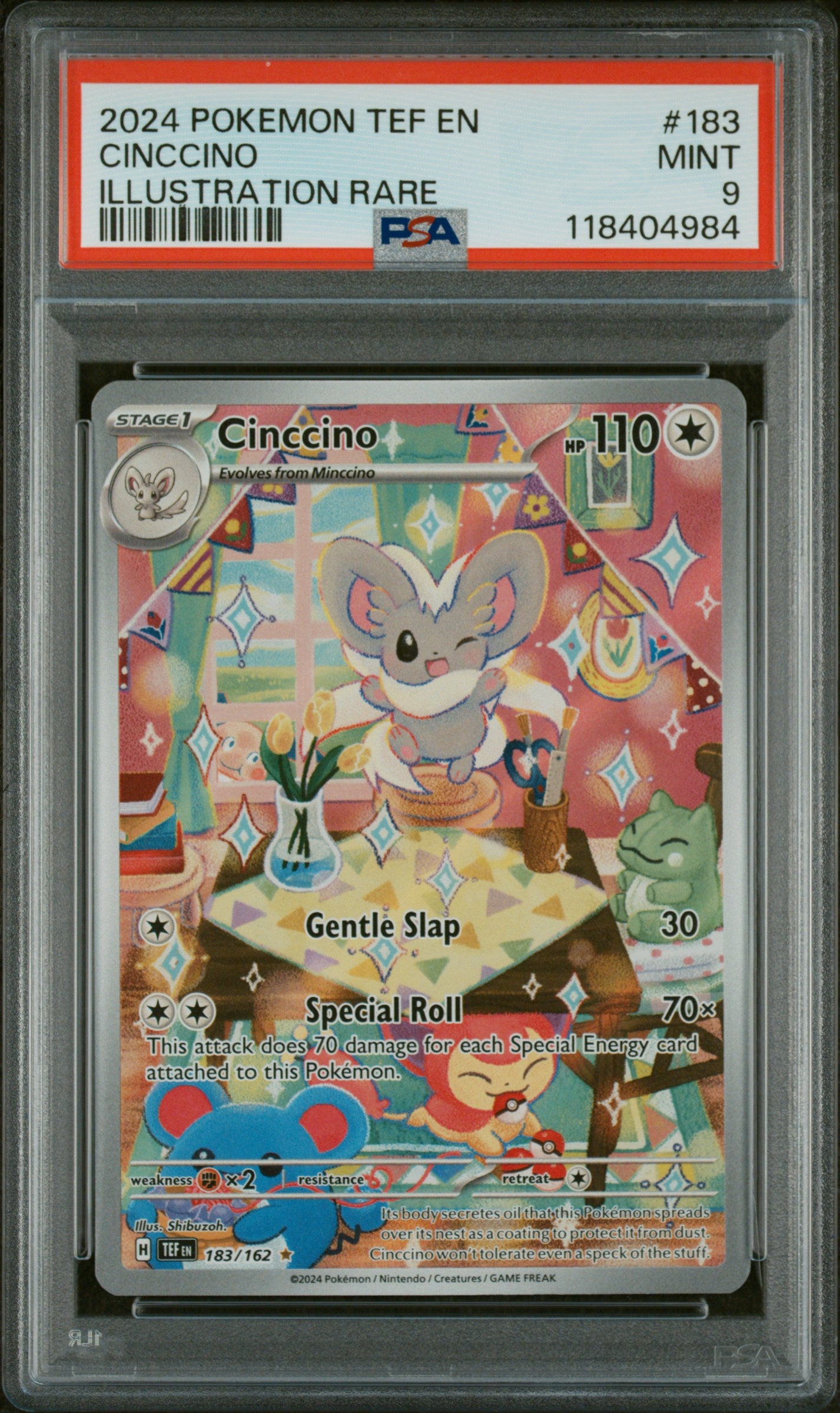 2024 Pokemon TCG #183/162 Cinccino Illustration Rare PSA 9