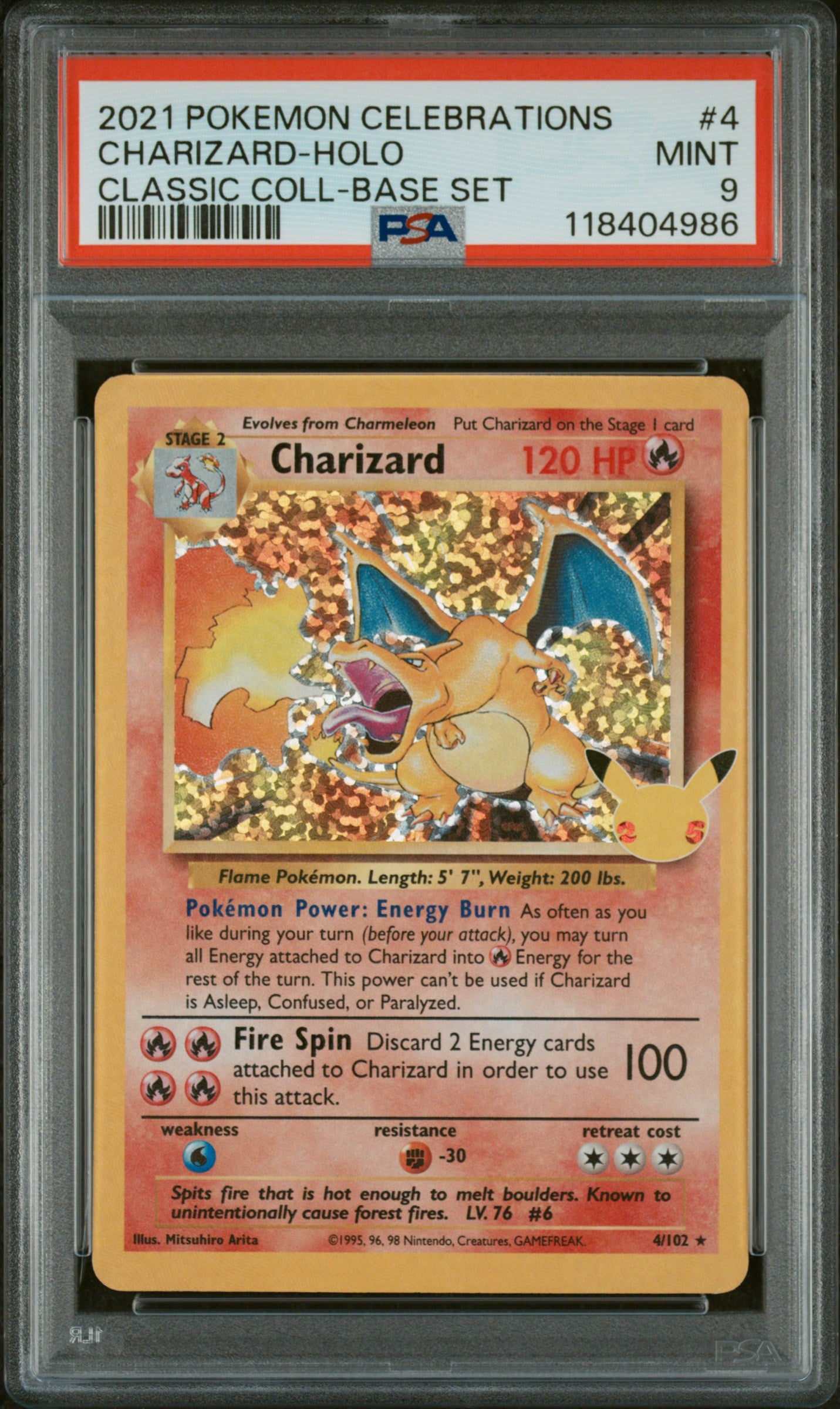 2021 Pokemon Celebrations #4 Charizard Classic Collection PSA 9