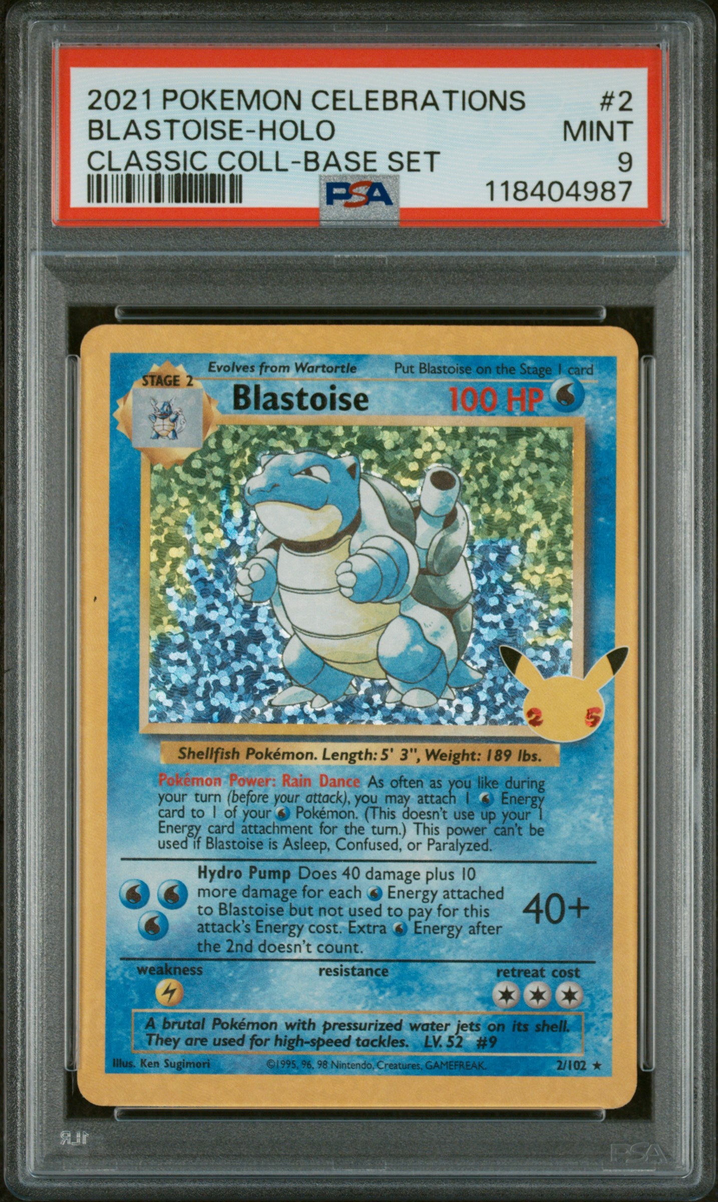 2021 Pokemon #2/102 Blastoise Celebrations PSA 9