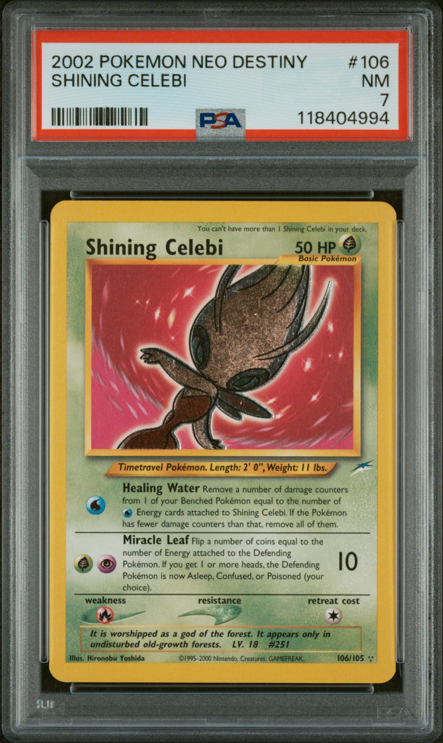 2002 Pokemon #106/105 Shining Celebi Neo Destiny PSA 7