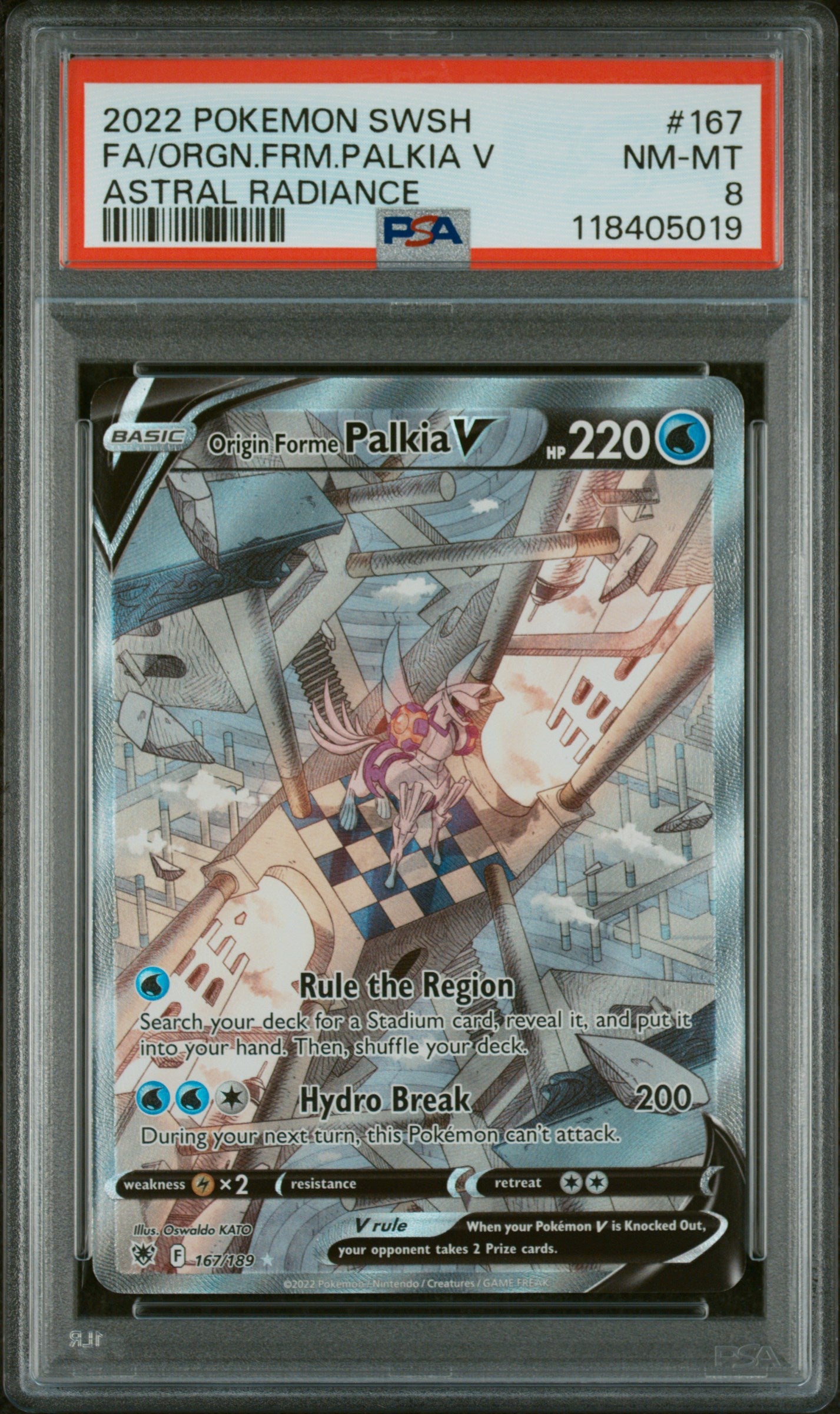 2022 Pokemon SWSH #167/189 Palkia V Astral Radiance PSA 8