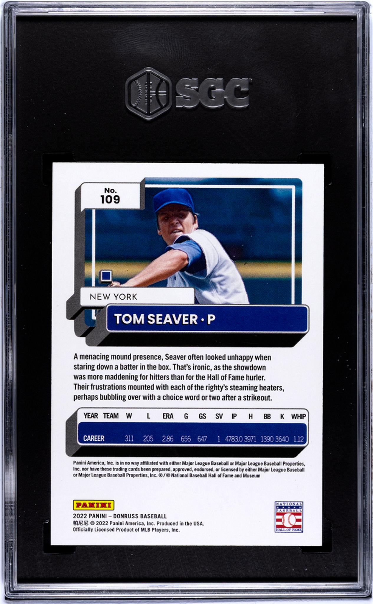 2022 Donruss One Hundred Tom Seaver #109 /100 SGC 9