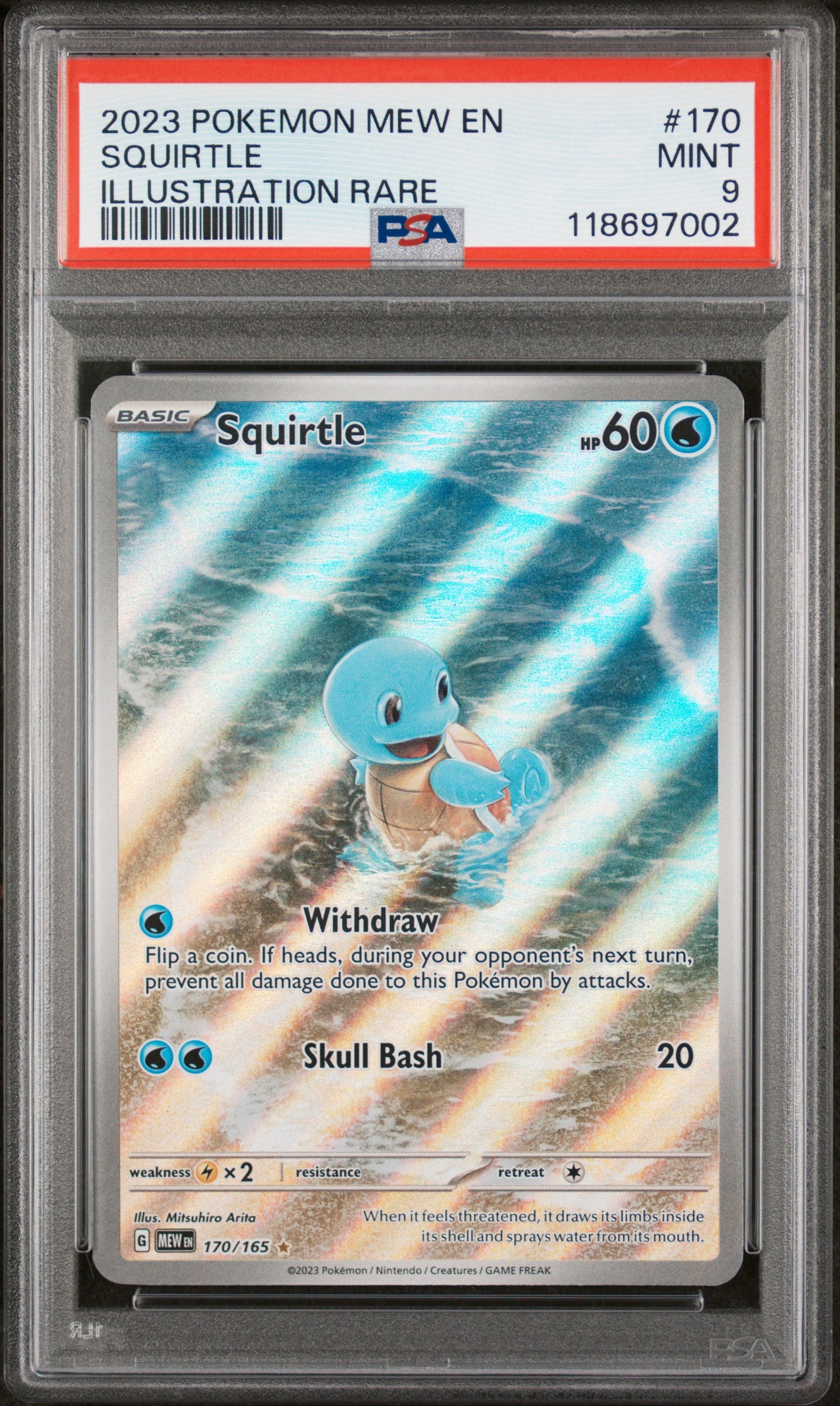 2023 Pokémon Scarlet & Violet 151 Illustration Rare Squirtle #170/165 Holo PSA 9
