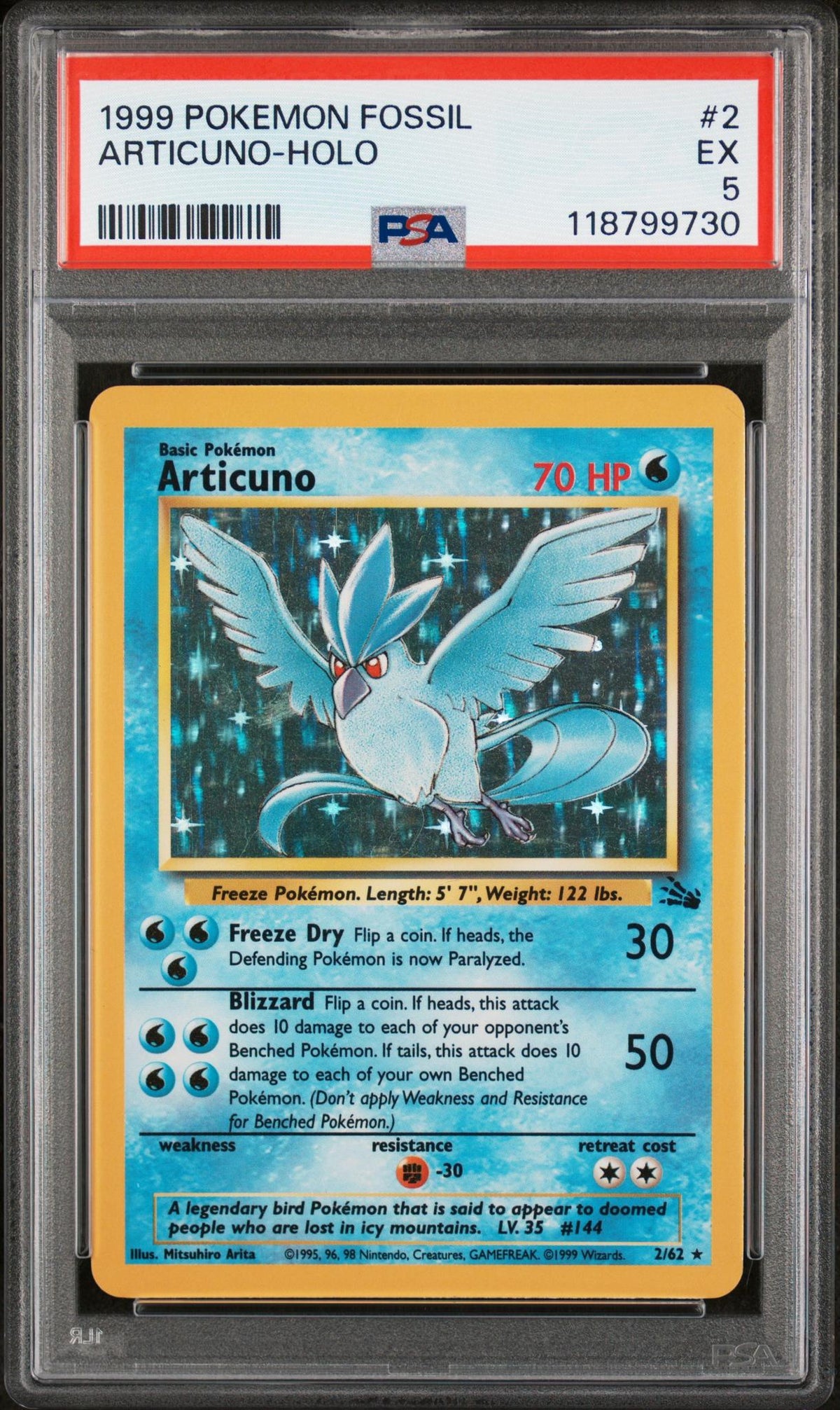 1999 Pokemon Fossil Holo Articuno #2 PSA 5